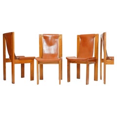 4 Roland Haeusler Leather Dining Chairs