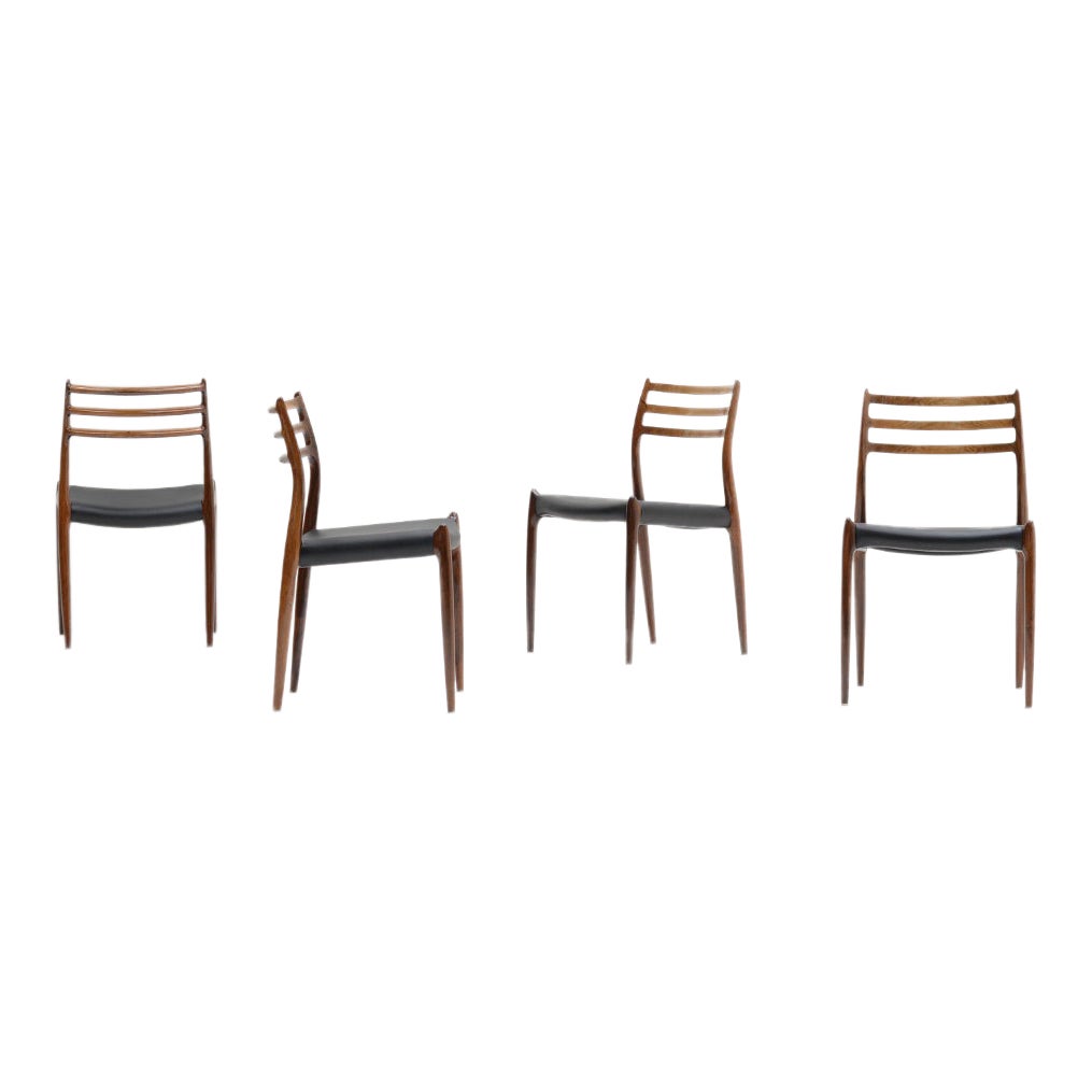 4 Rosewood 78 Chairs by Niels Møller for J.L. Møllers Møbelfabrik, Denmark 1962