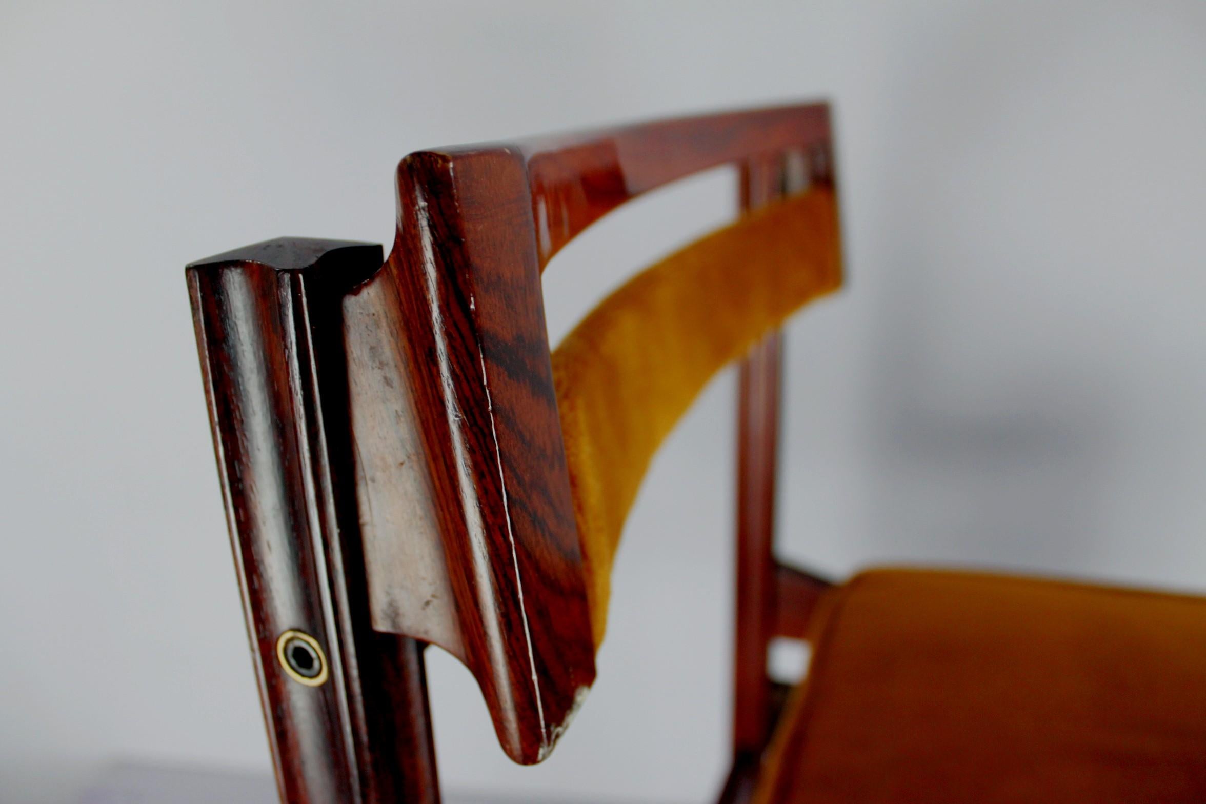 Wood 8 unique rosewood chairs sormani incredible quality For Sale