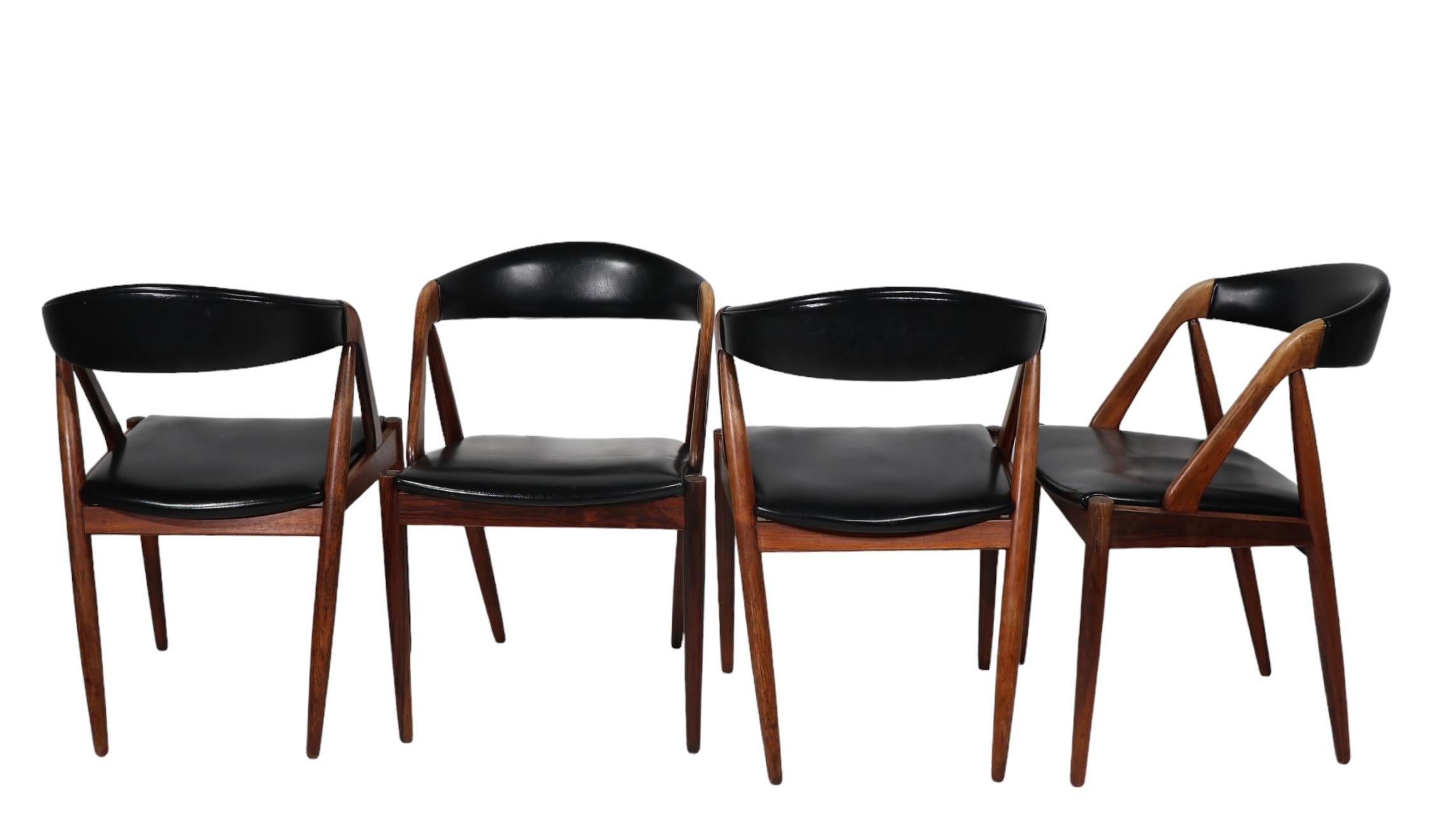  4 chaises de salle à manger danoises modernes du milieu du siècle dernier modèle 31 de Kai Kristiansen  en vente 4