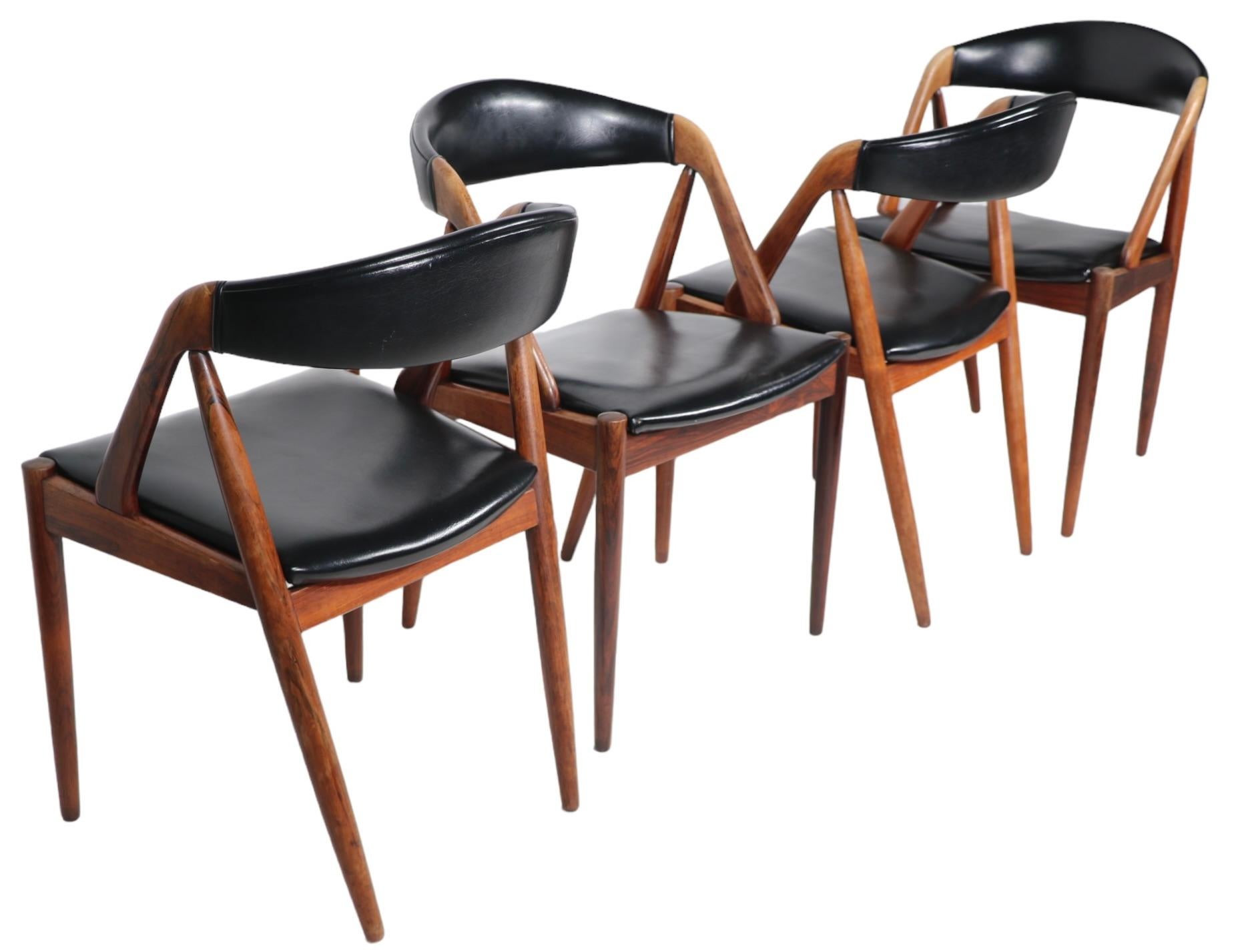  4 chaises de salle à manger danoises modernes du milieu du siècle dernier modèle 31 de Kai Kristiansen  en vente 5