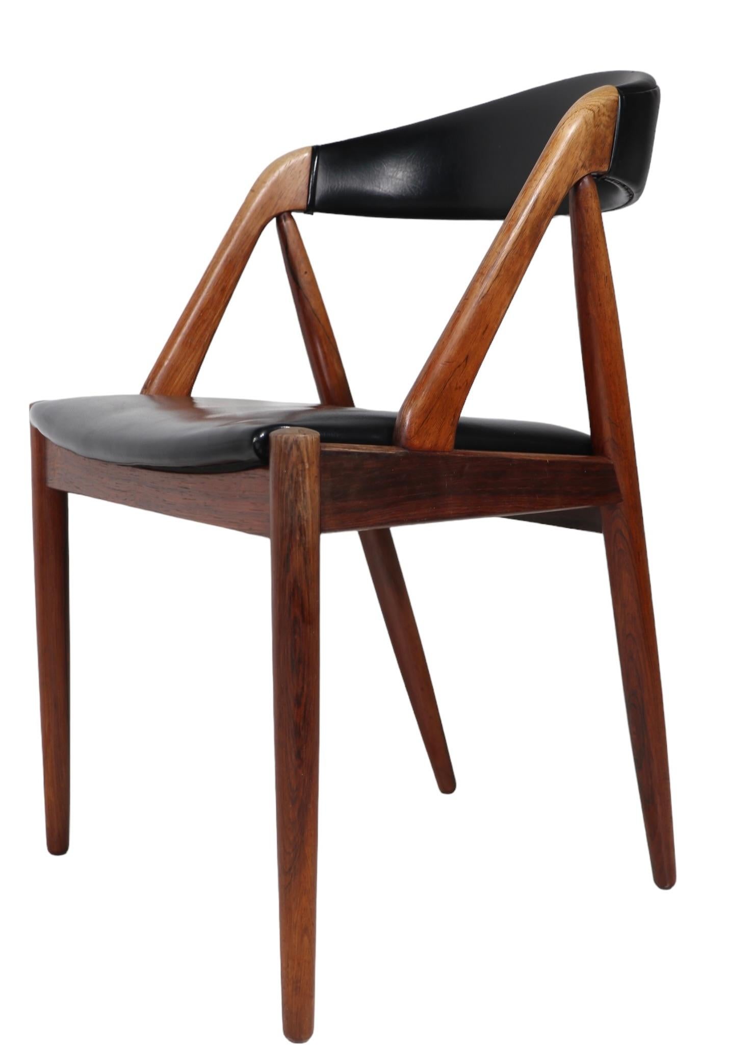  4 chaises de salle à manger danoises modernes du milieu du siècle dernier modèle 31 de Kai Kristiansen  en vente 7