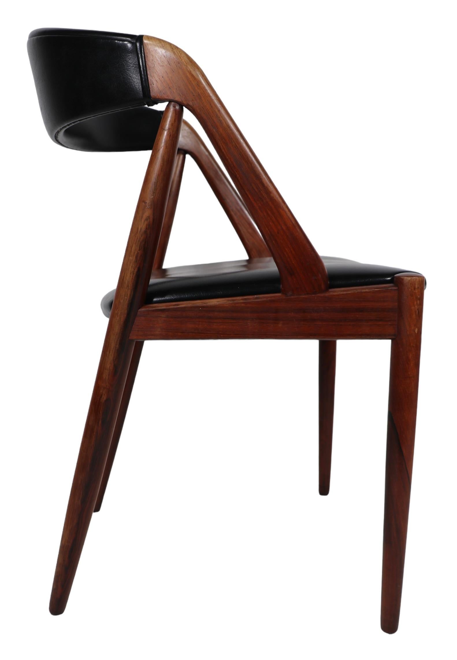 4 Rosewood Model 31 Danish Mid Century Modern Dining Chairs by Kai Kristiansen For Sale 9