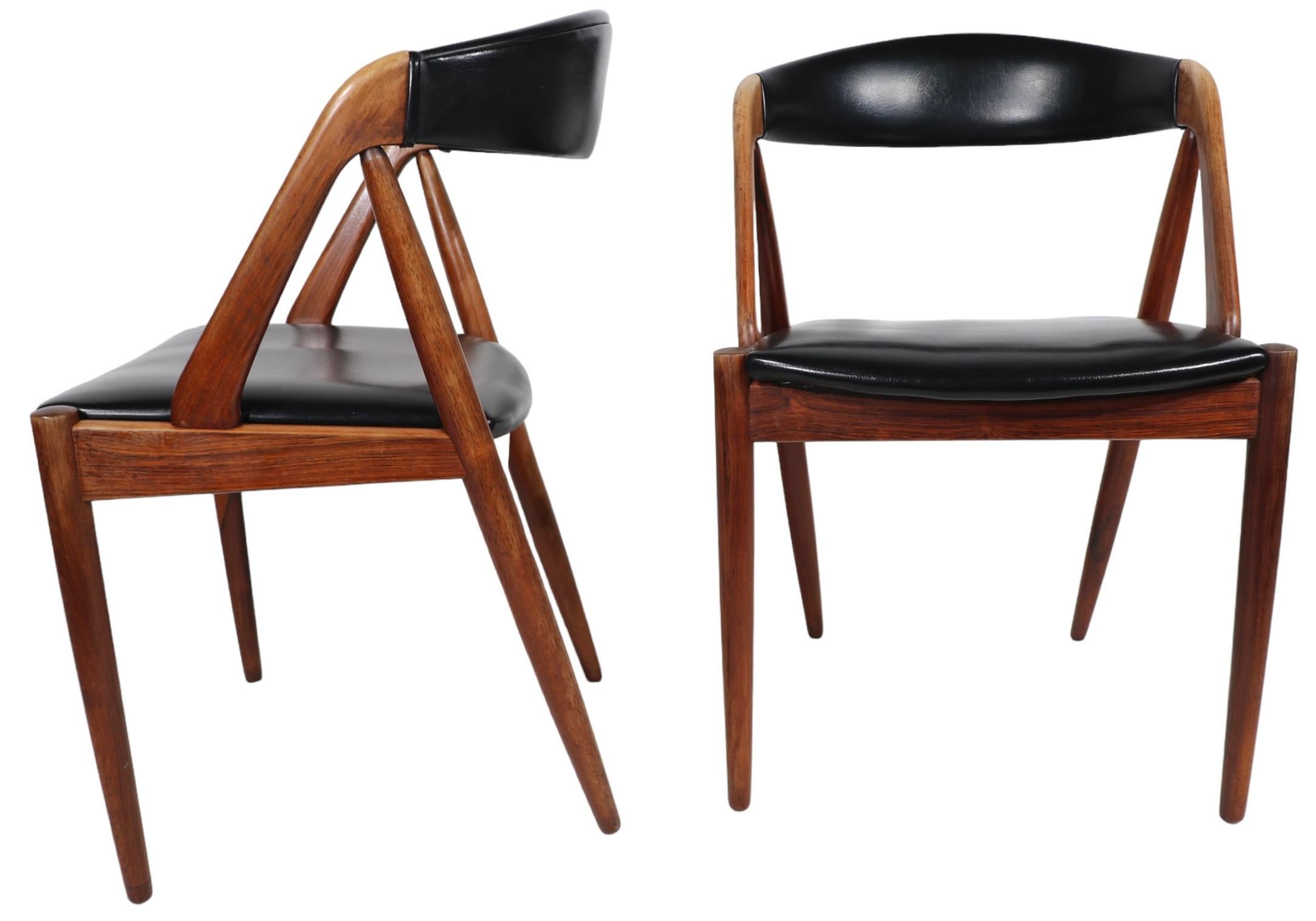  4 Rosewood Model 31 Danish Mid Century Modern Dining Chairs by Kai Kristiansen  For Sale 13