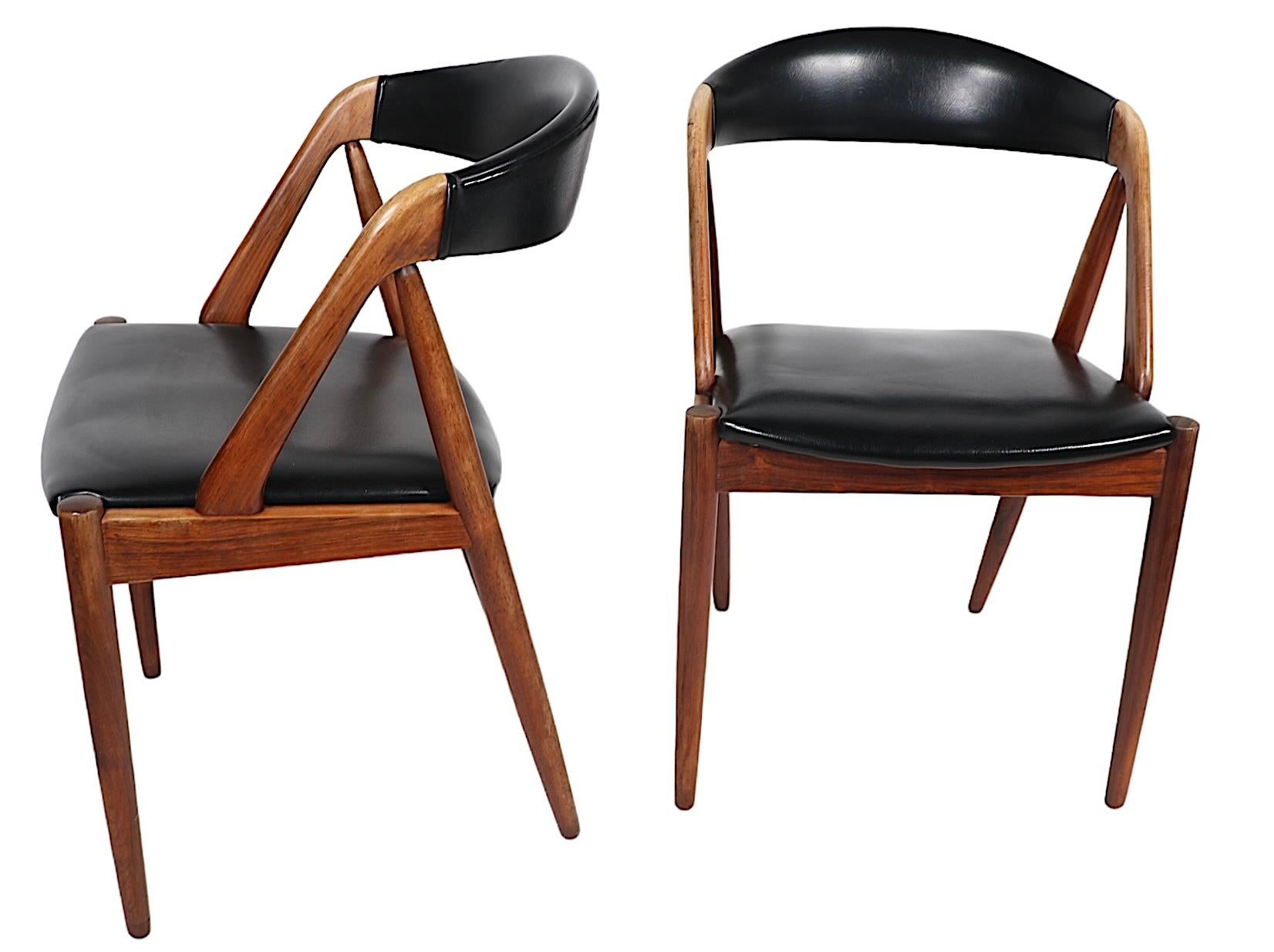 Scandinavian Modern  4 Rosewood Model 31 Danish Mid Century Modern Dining Chairs by Kai Kristiansen  For Sale