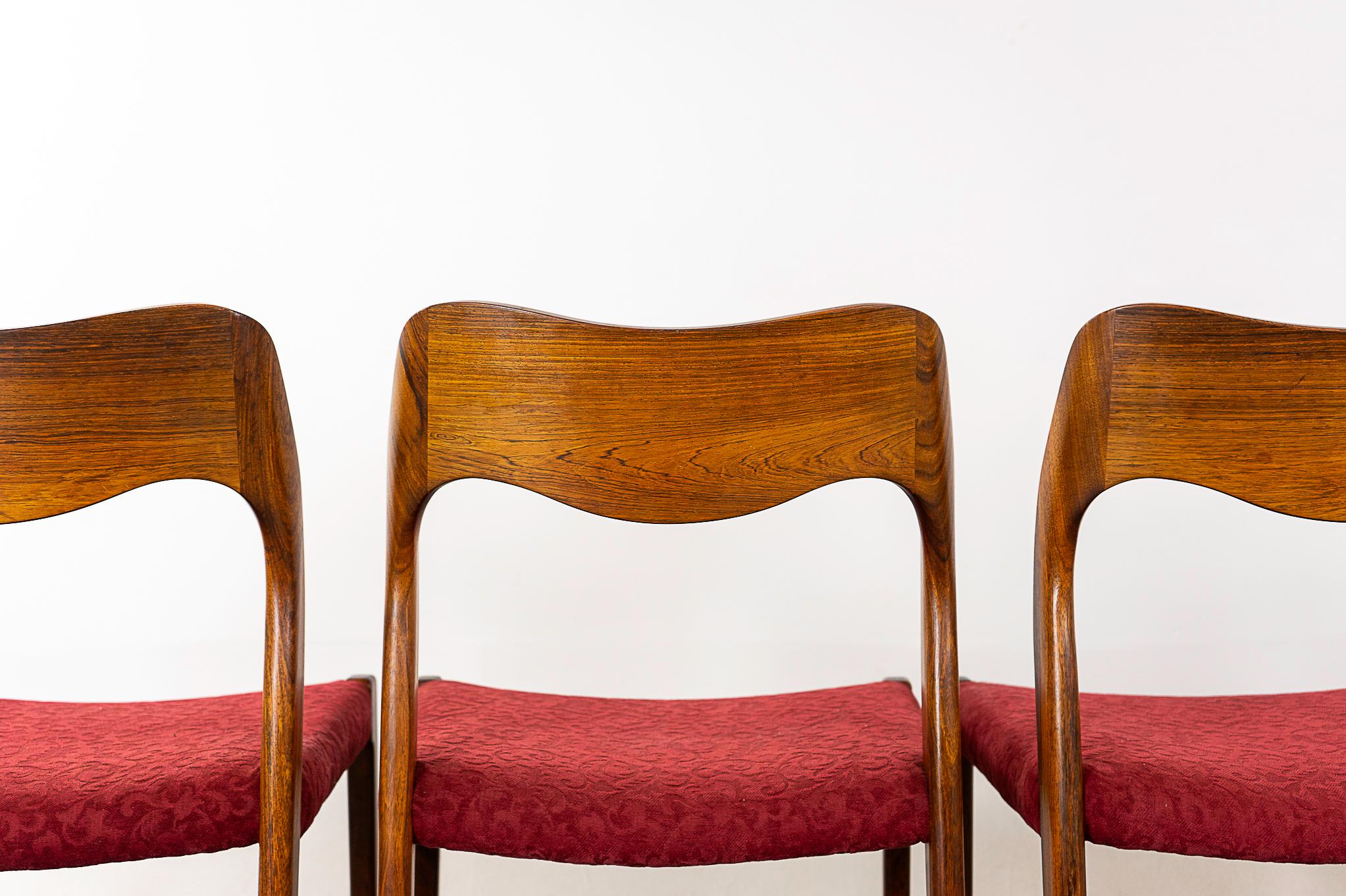 4 Rosewood Model 71 Dining Chairs by Niels Otto Moller 4