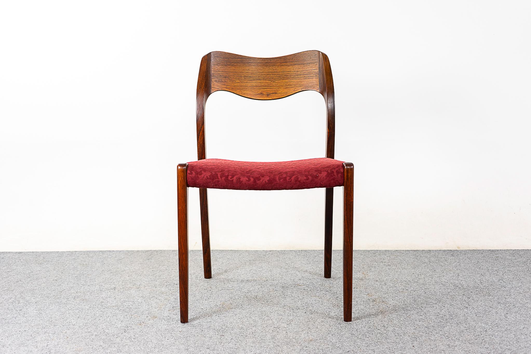 Scandinavian Modern 4 Rosewood Model 71 Dining Chairs by Niels Otto Moller