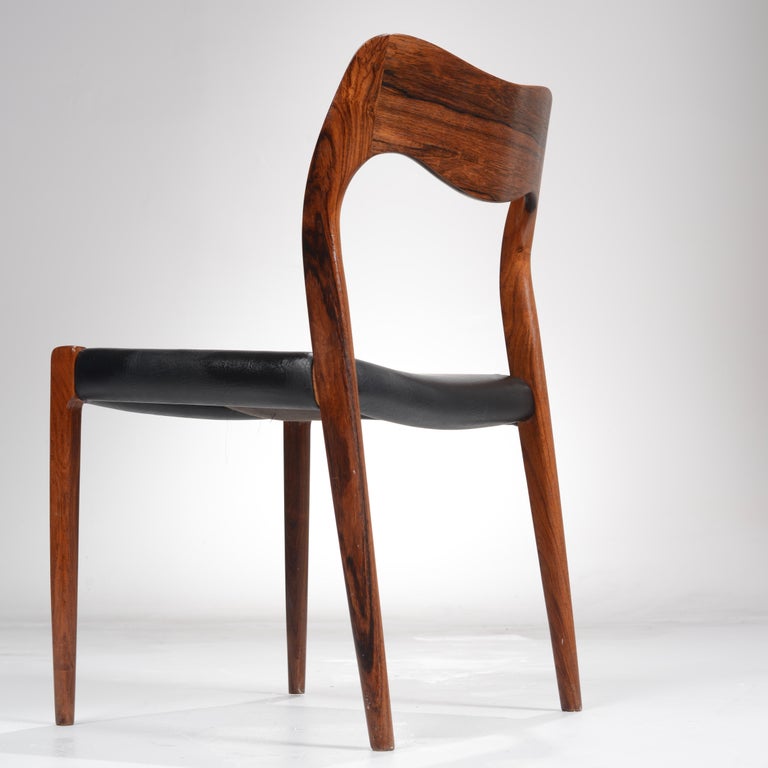 4 Rosewood Niels O. Møller Dining Chairs Model 71 by J.L. Møllers Møbelfabrik For Sale 3