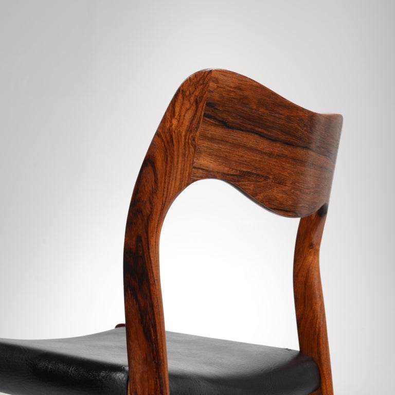 4 Rosewood Niels O. Møller Dining Chairs Model 71 by J.L. Møllers Møbelfabrik For Sale 4