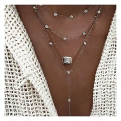 4 Row Crystal Silver Tone Multi Layer Crystal Vintage Pendants Necklace