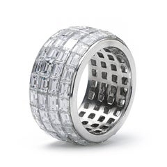 4 Row Invisible Set Diamond Eternity Band 13.80 Carat