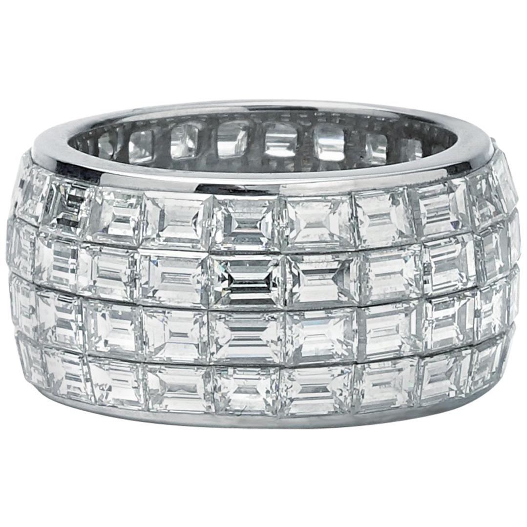 4 Row Unsichtbar gefasster Diamant-Eternity-Ring 13,80 Karat