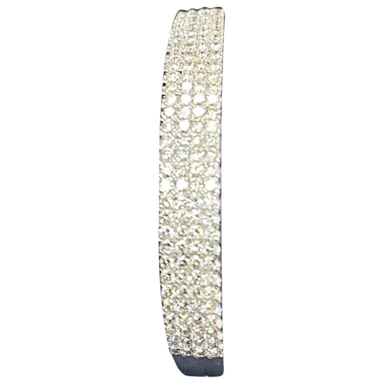 4 Row of Diamonds Hinged Bangle with Approximate 4.25 Carat