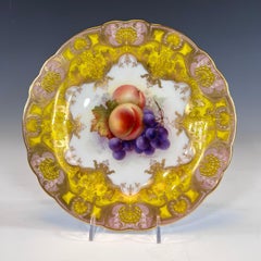 4 Royal Worcester Hand Painted Fruit, Artist Signed Sebright Dessert Plates