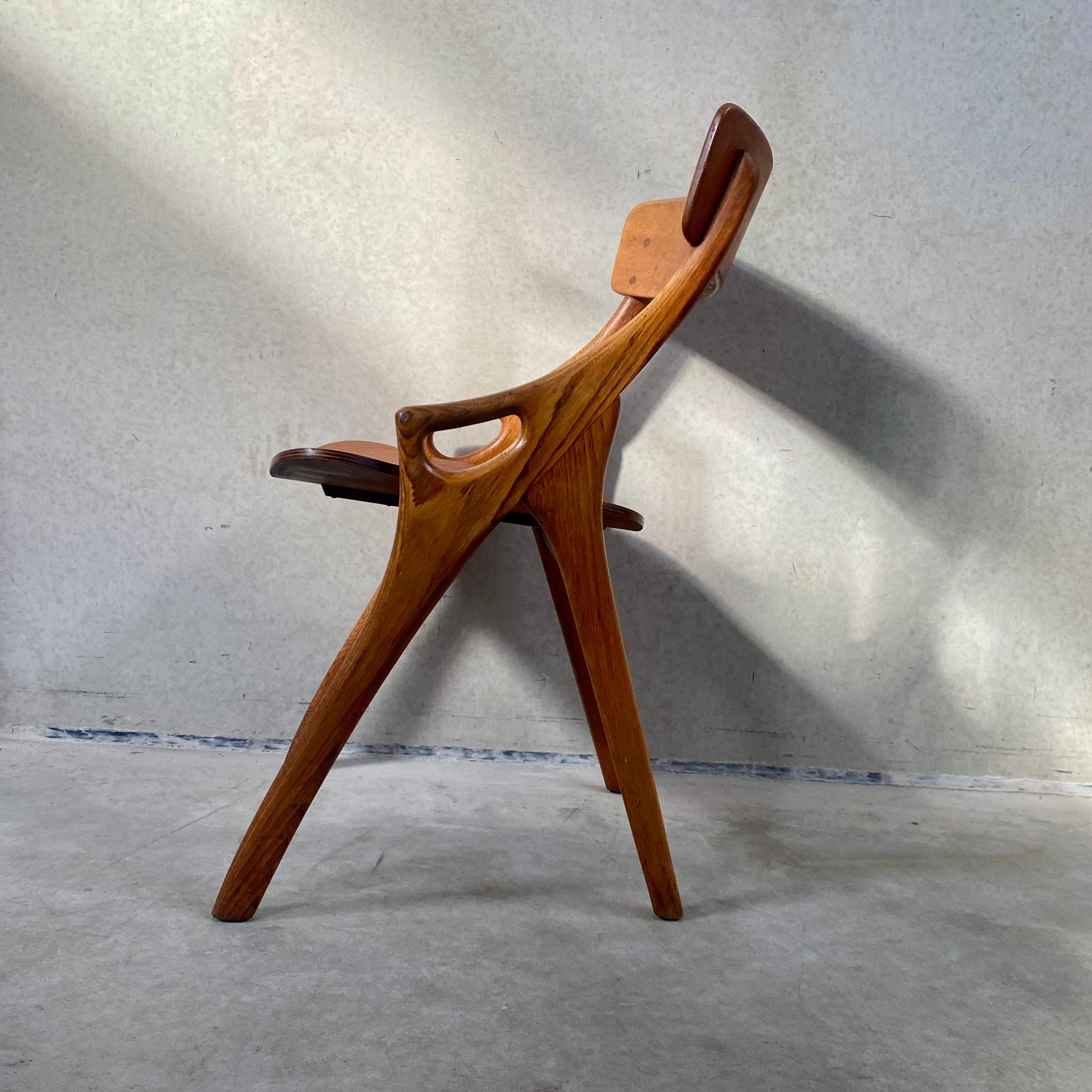 4 Rustic Oak Arne Hovmand Olsen Dining Chairs for Mogens Kold Mobelfabrik 1950 For Sale 1