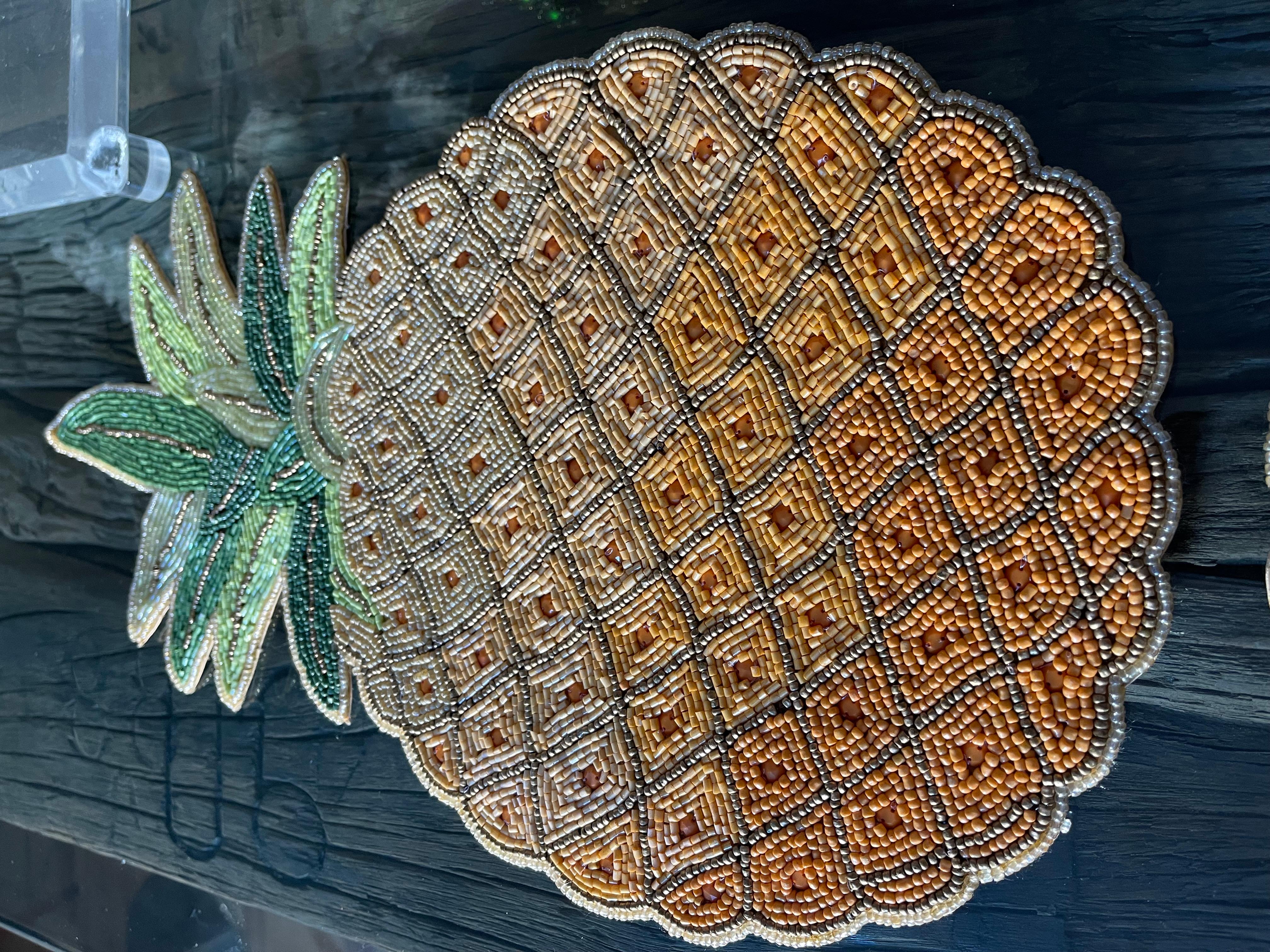 4 S Perlen Tischsets Ananas (amerikanisch) im Angebot