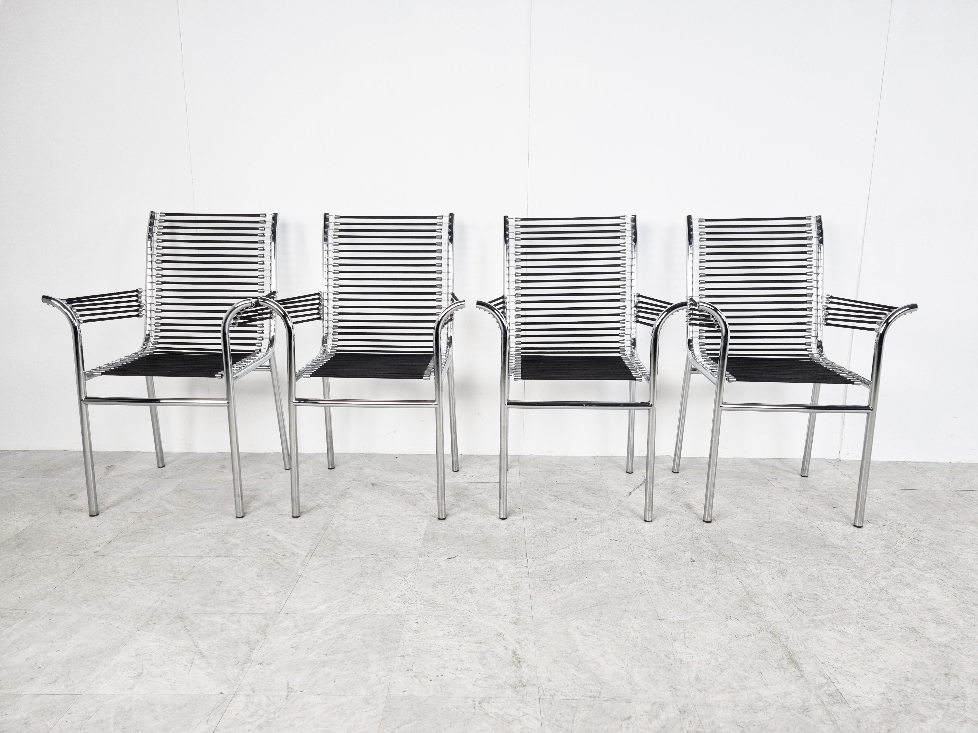 Bauhaus 4 Sandow Dining Chairs by Rene Herbst, 1980s