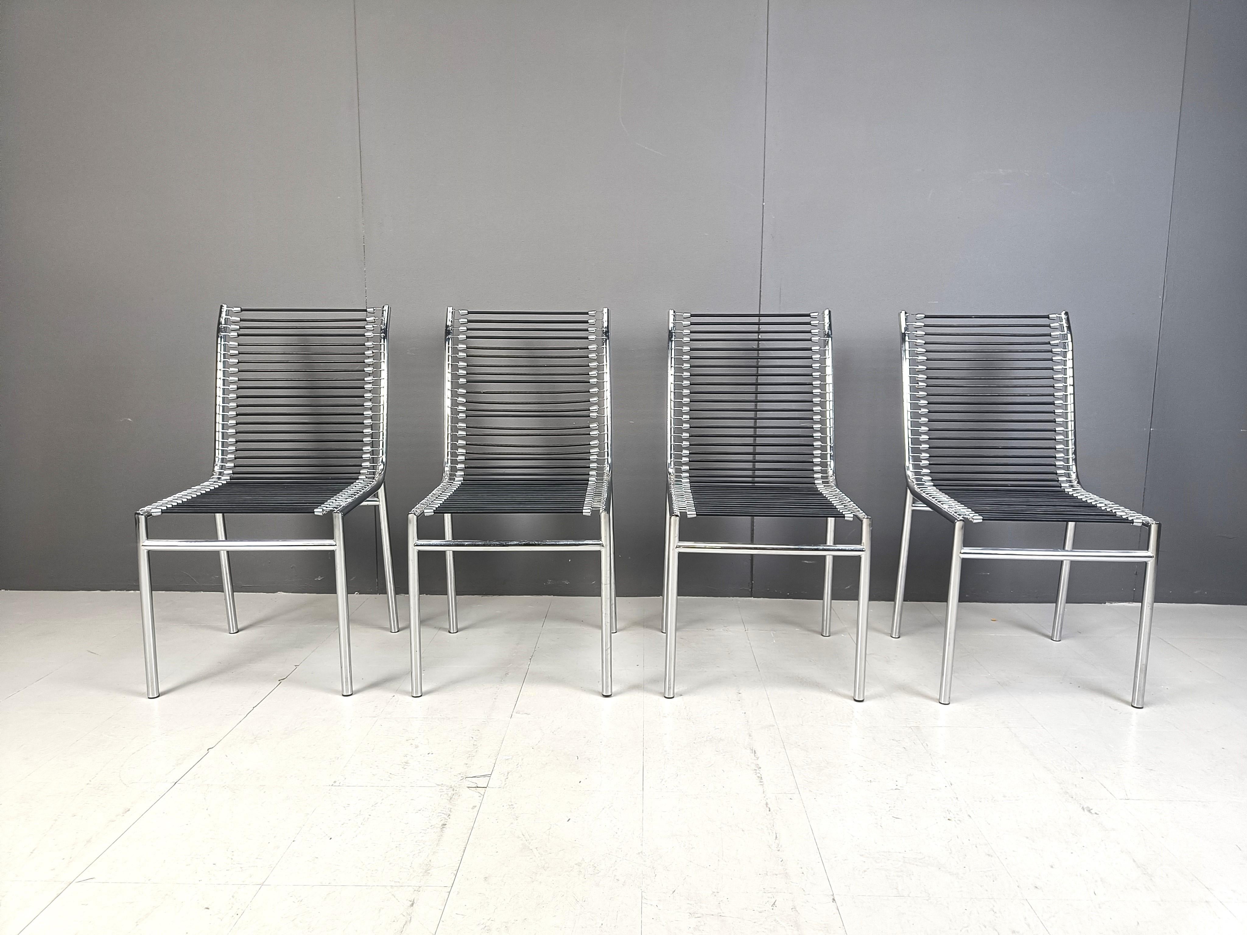 Bauhaus 4 Sandow dining chairs by rene Herbst, 1980s