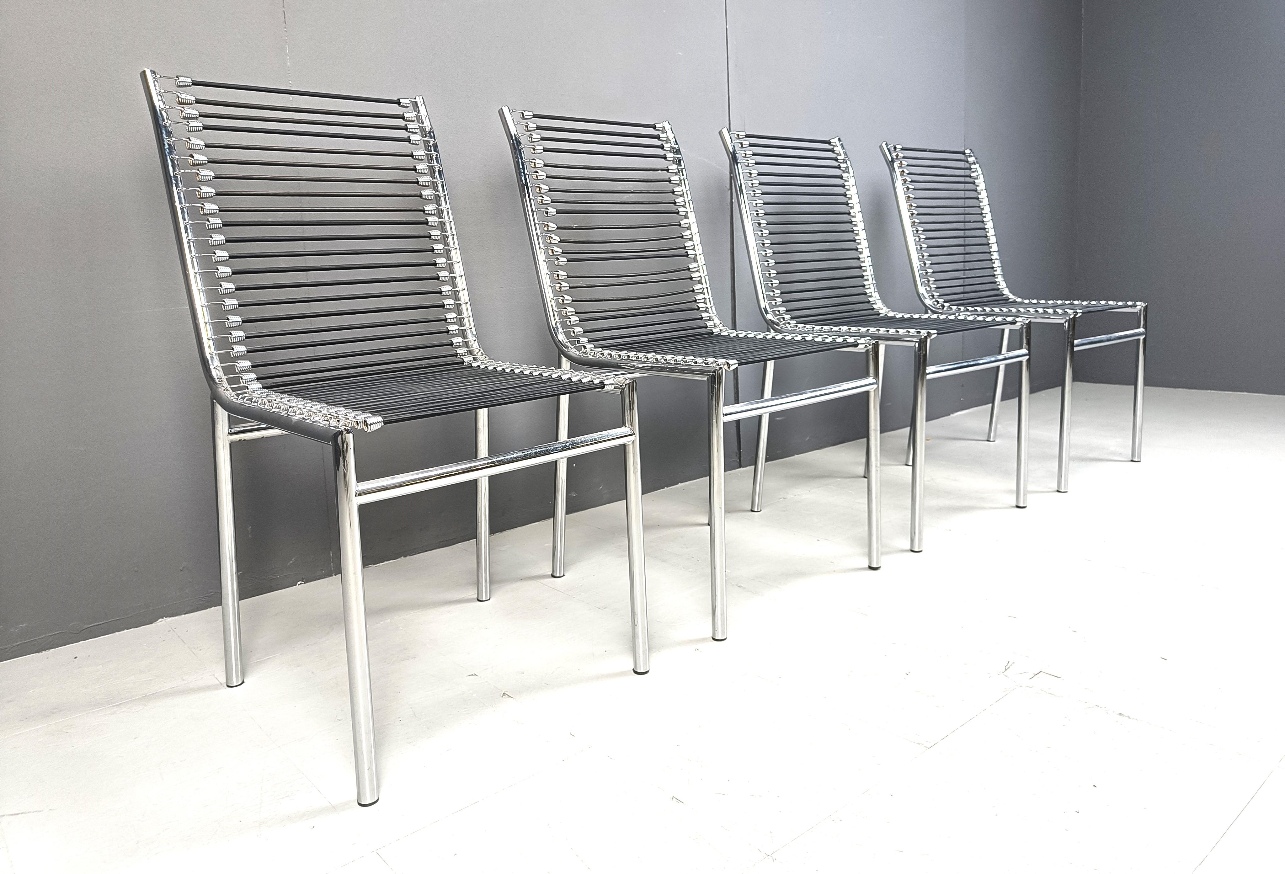 4 Sandow dining chairs by rene Herbst, 1980s In Excellent Condition In Leuven, Vlaams Gewest