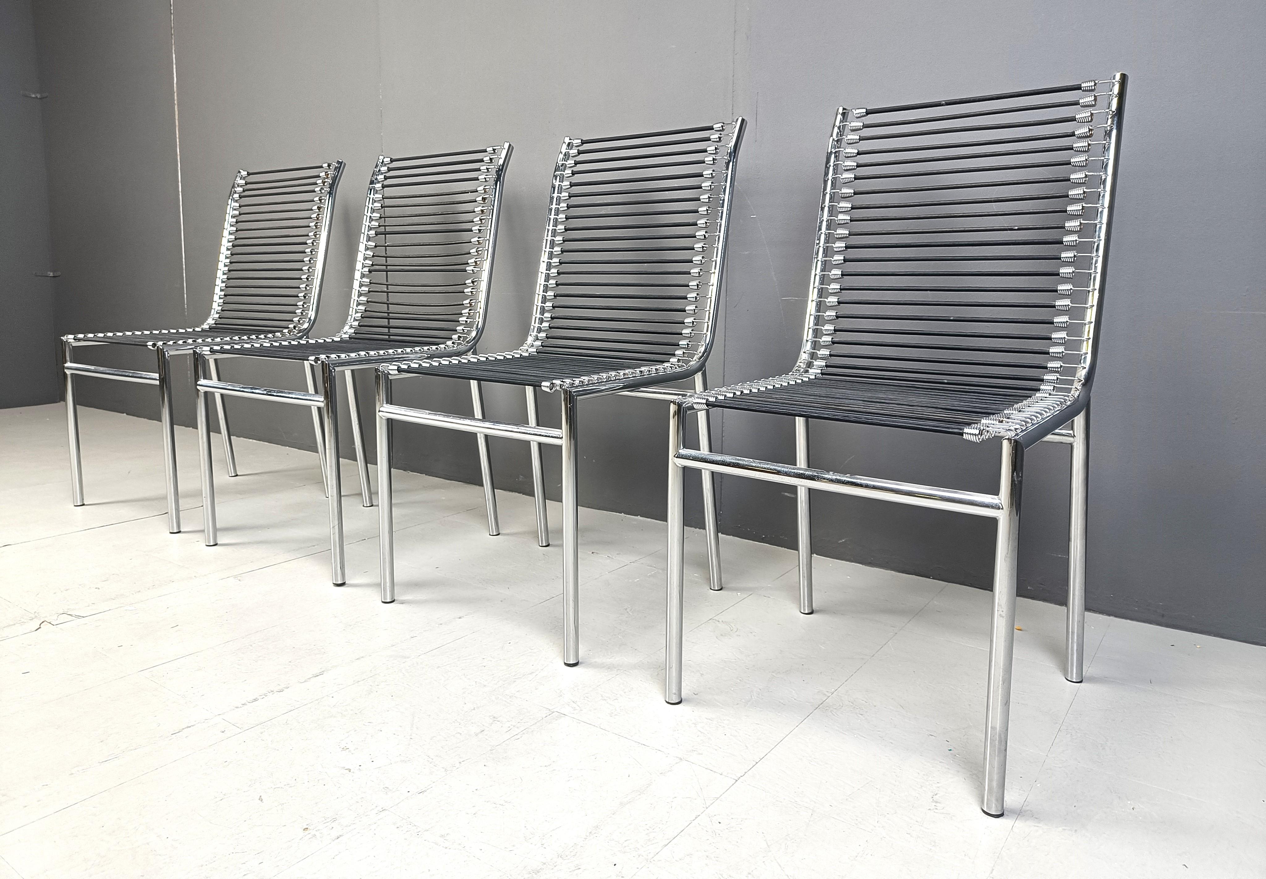 Late 20th Century 4 Sandow dining chairs by rene Herbst, 1980s
