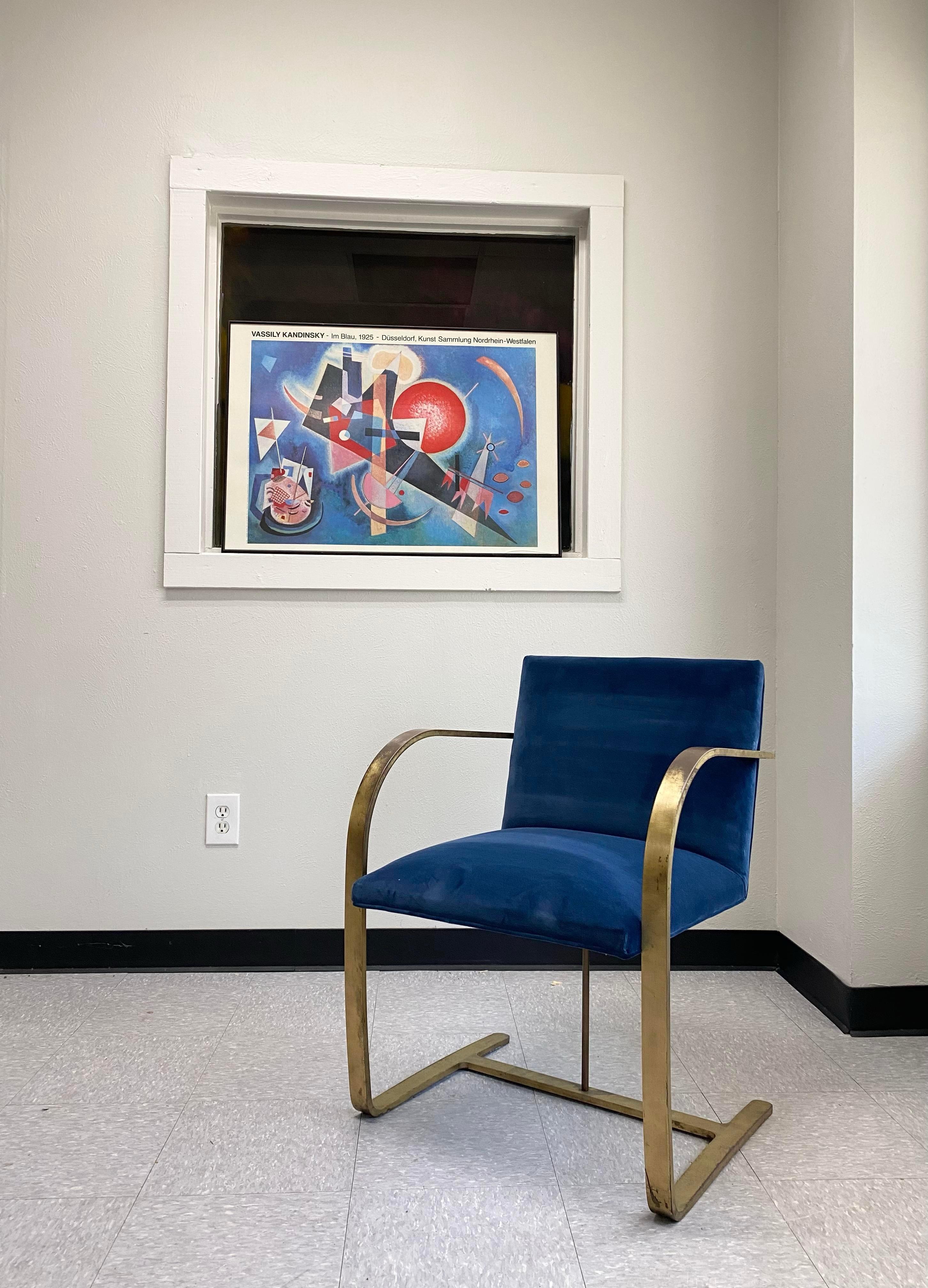 20th Century (4) Blue Velvet Mies Van Der Rohe Brno Chairs For Sale
