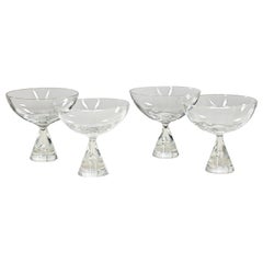 4 Scandinavian Modern Bent Severin Holmegaard Crystal Princess Tall Sherbets