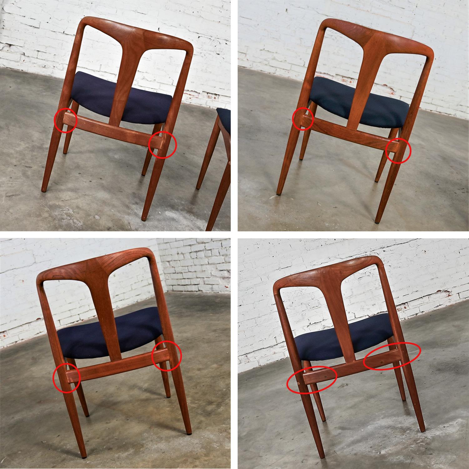4 Scandinavian Modern Teak Juliane Dining Chairs Attributed to Johannes Andersen For Sale 10