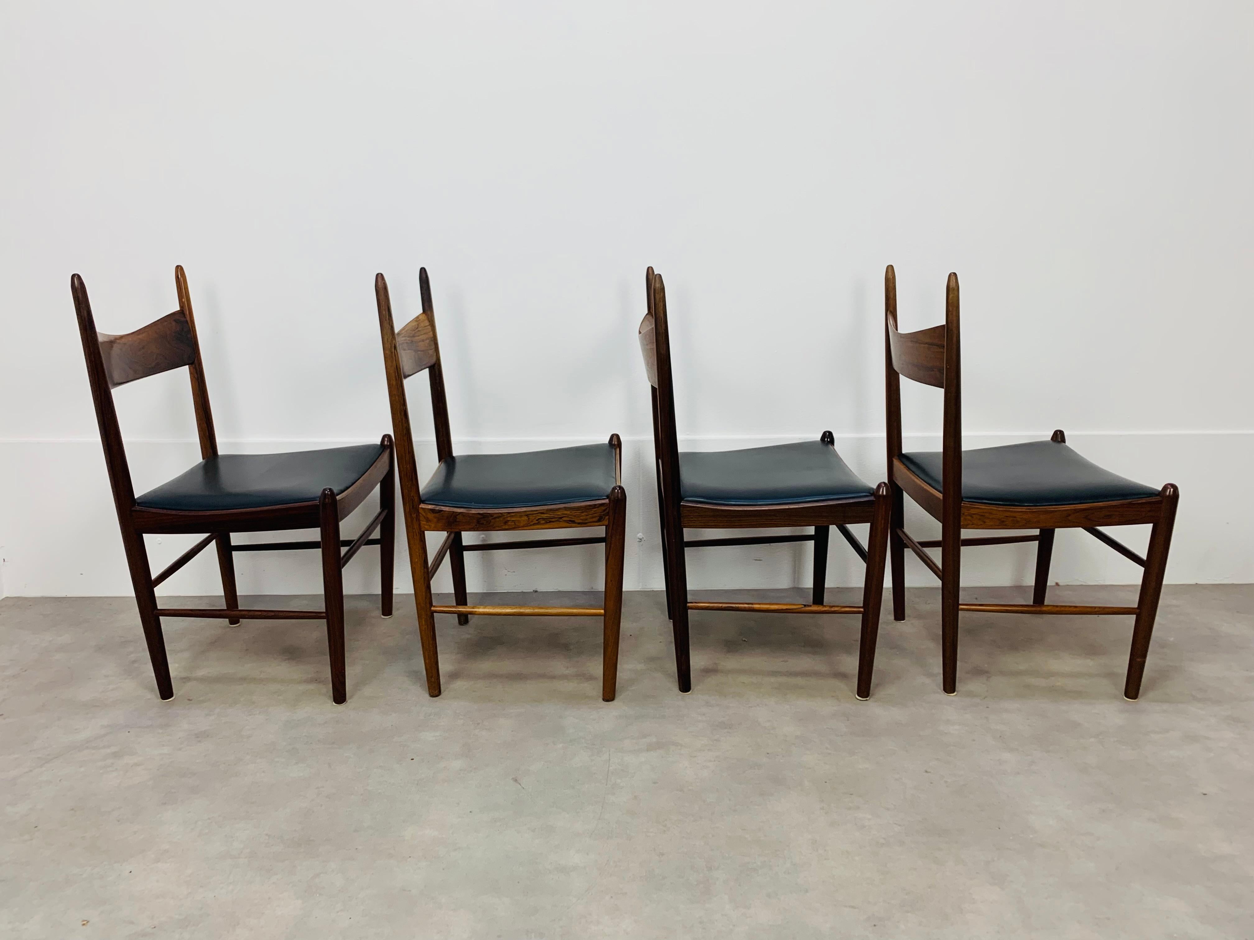 Scandinavian Modern 4 Scandinavian Rosewood Chairs by Vestervig Eriksen for Tomborg, 1960 For Sale