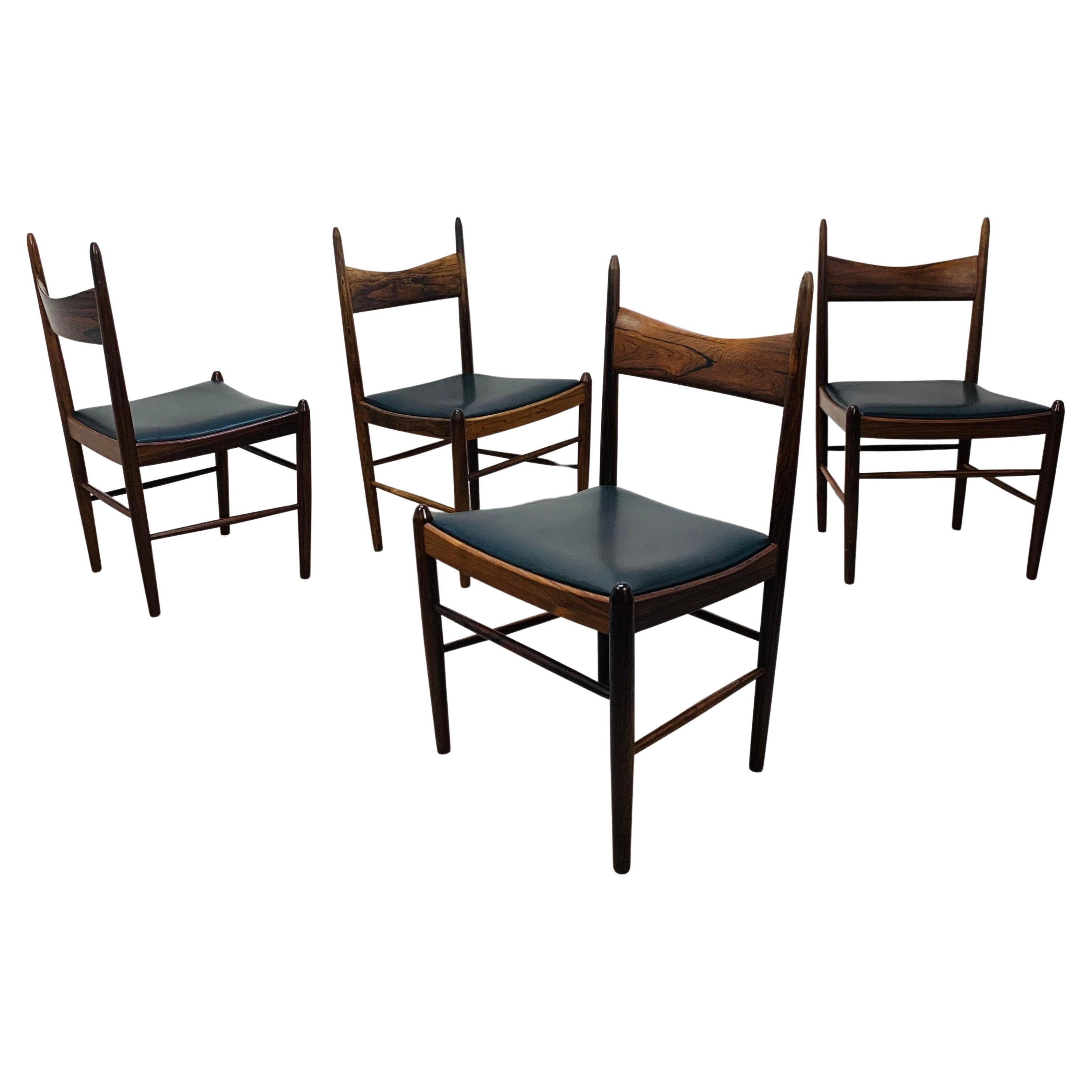 4 Scandinavian Rosewood Chairs by Vestervig Eriksen for Tomborg, 1960 For Sale