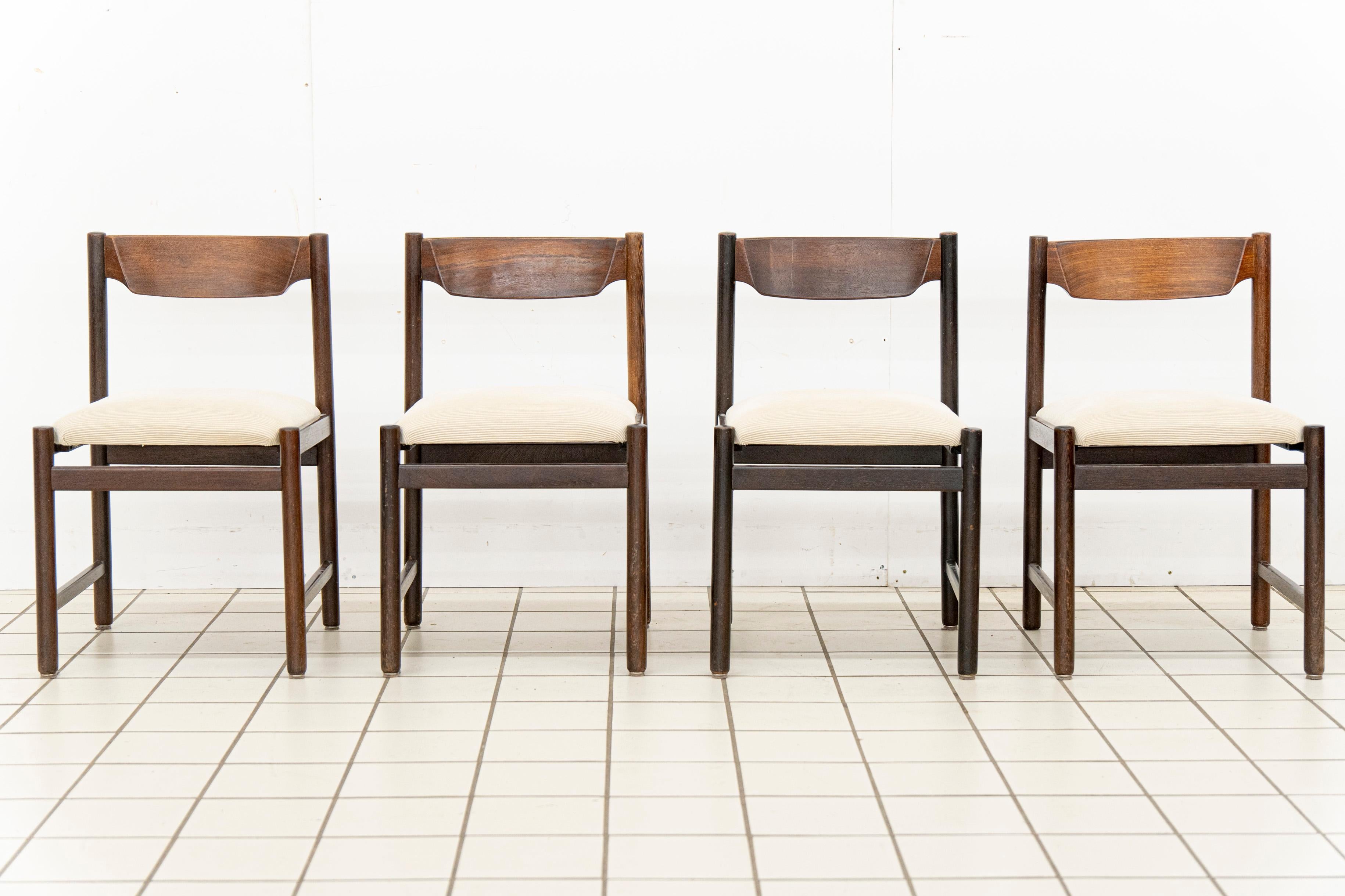 Mid-Century Modern (4) Scandinavian Wengé Dining Room Chairs For Sale