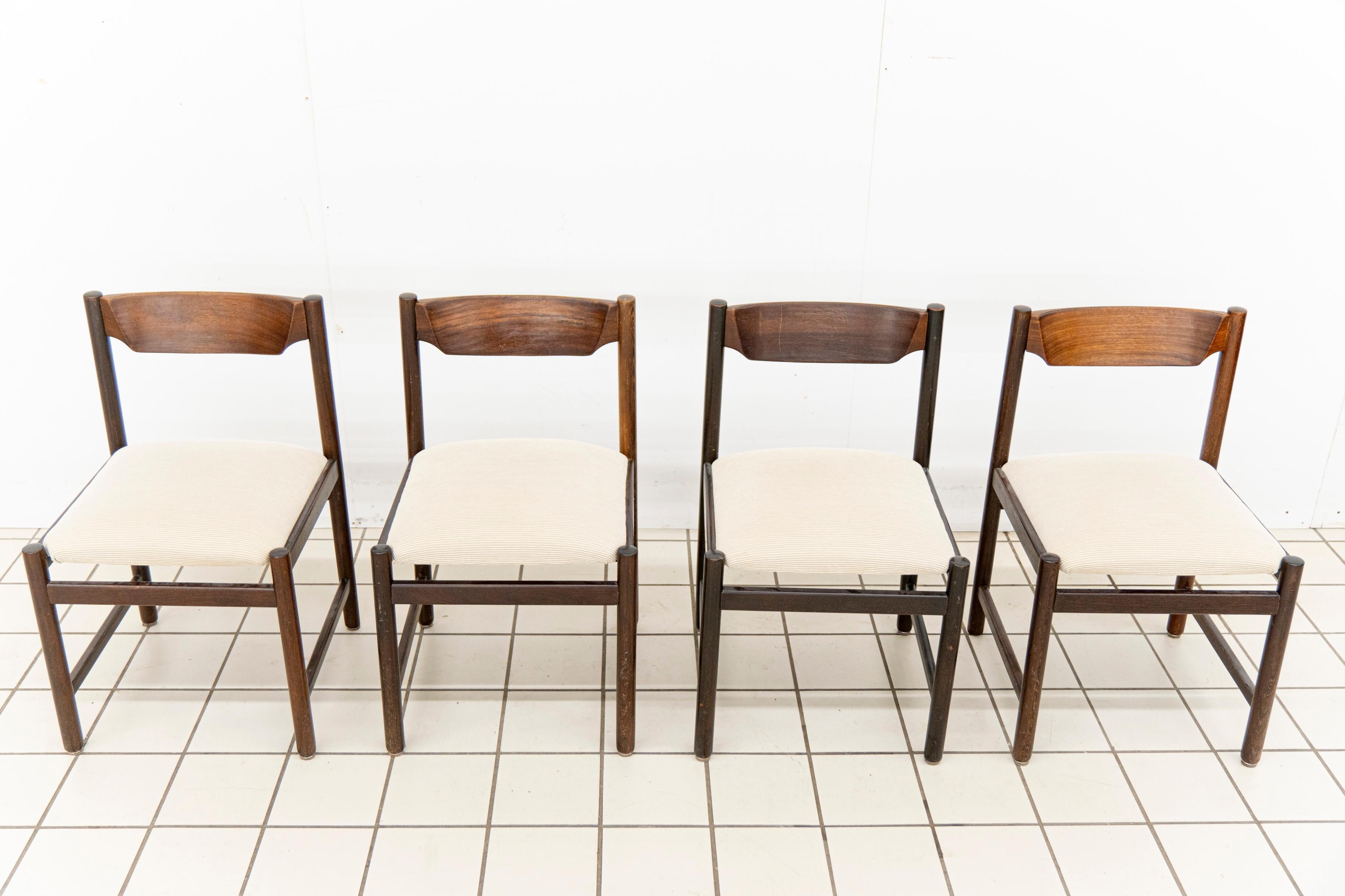 Unknown (4) Scandinavian Wengé Dining Room Chairs For Sale