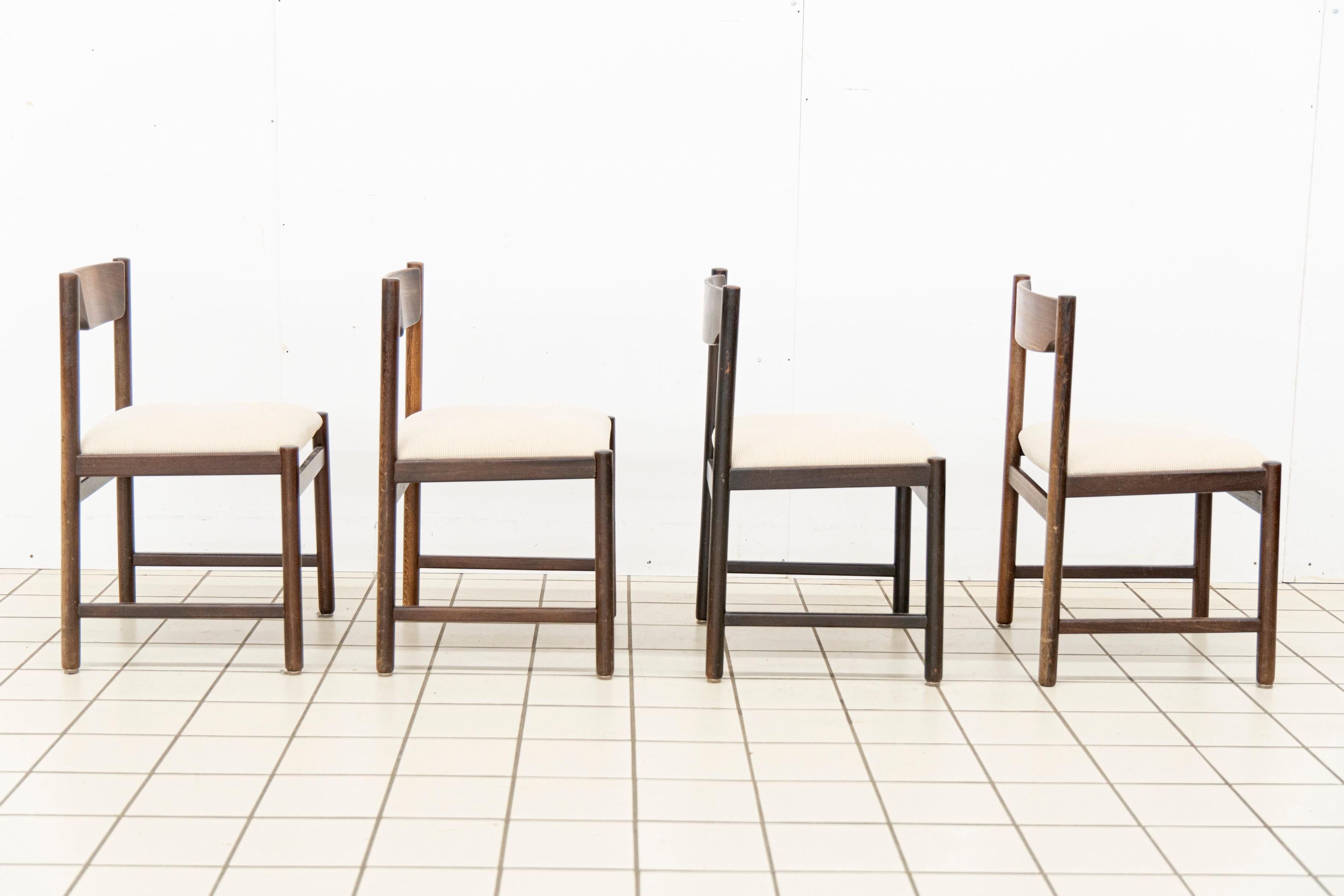 Fabric (4) Scandinavian Wengé Dining Room Chairs For Sale