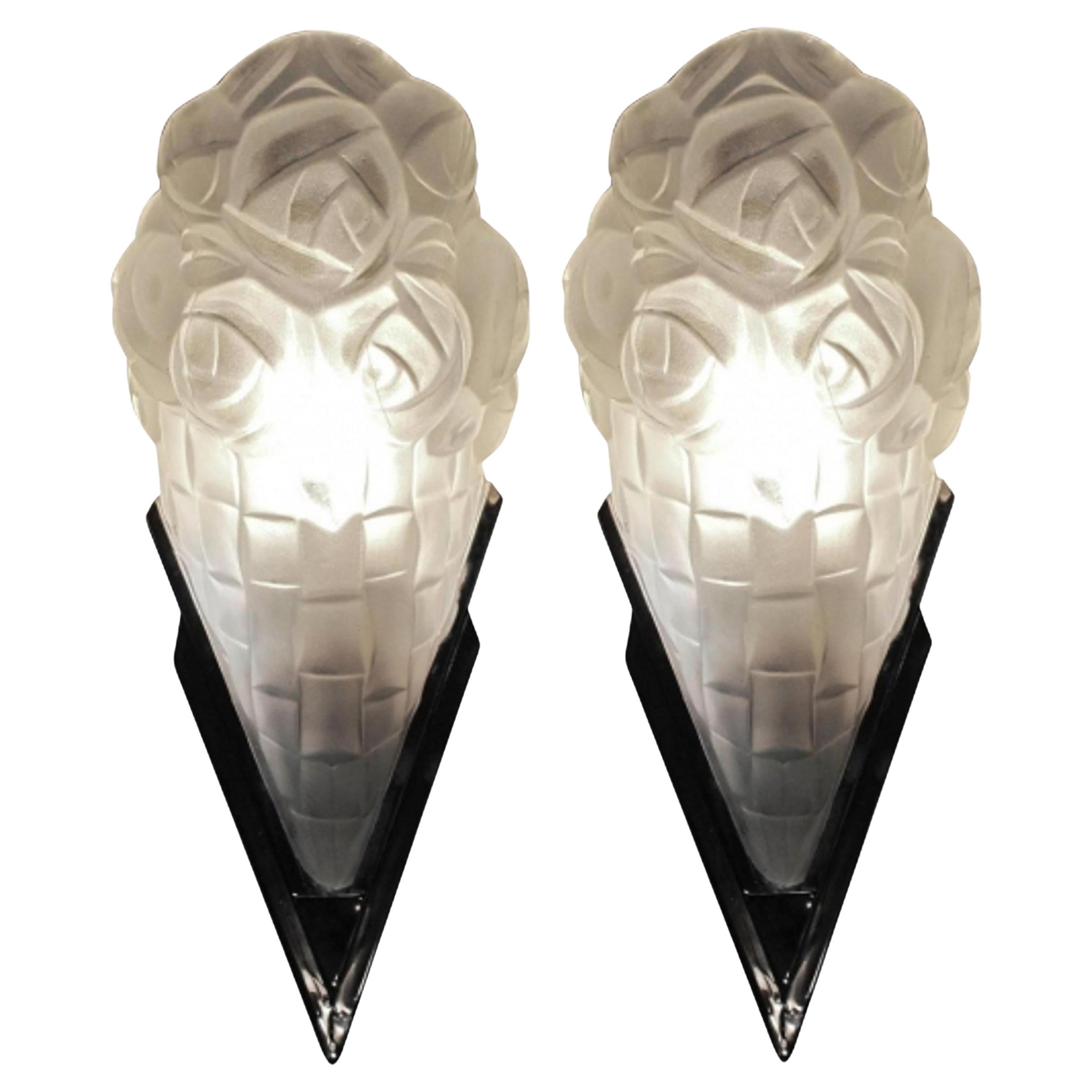 4 Sconces , French, Sign: Degue Style: Art Deco