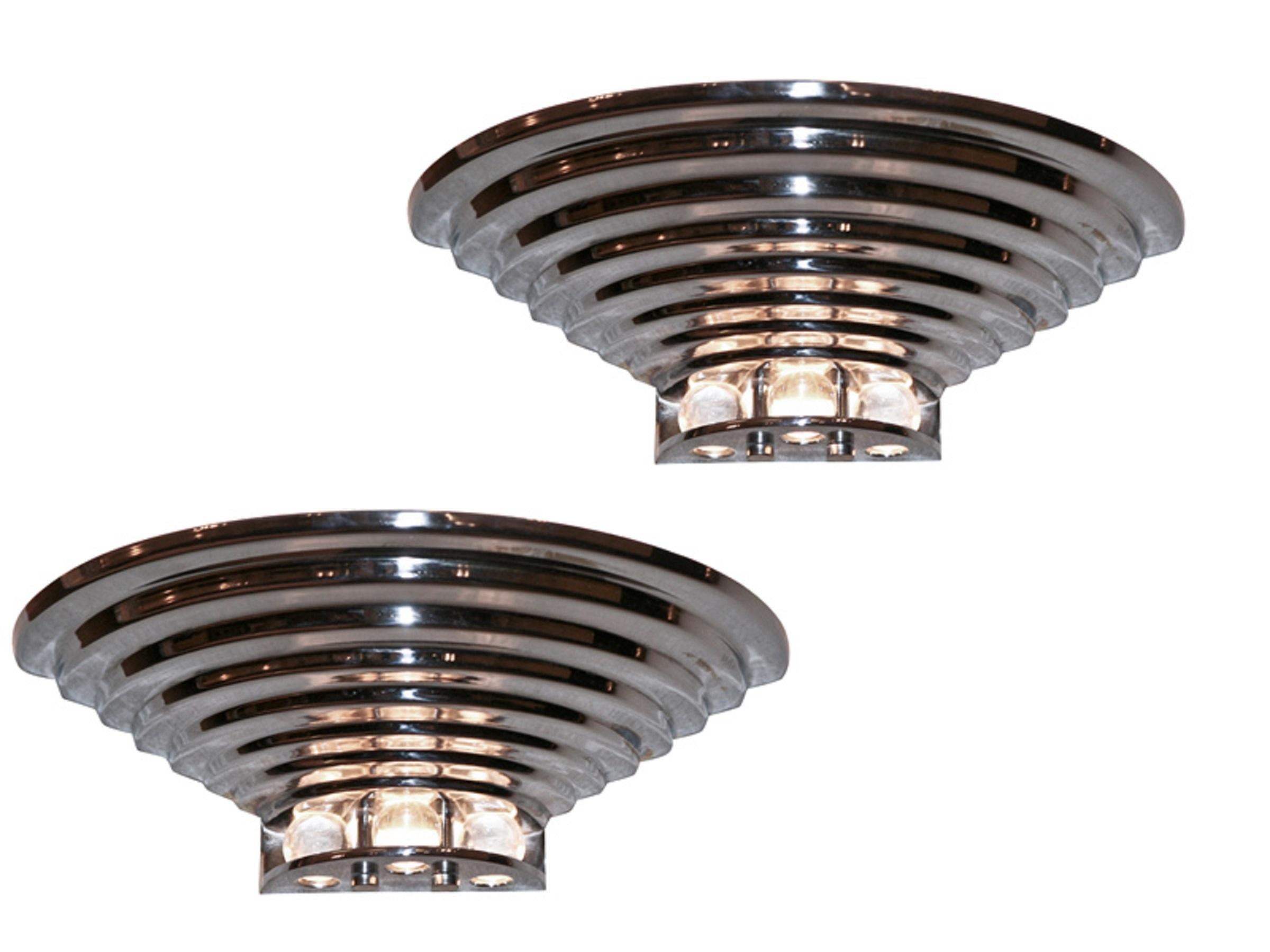 4 Sconces in Chrome and Glass, Style: Art Deco, 1930, Stamped Made in France For Sale 5