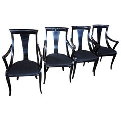 4 Chaises à manger sculpturales en laque noire par Pietro Costantini Italie Ello MCM Vtg