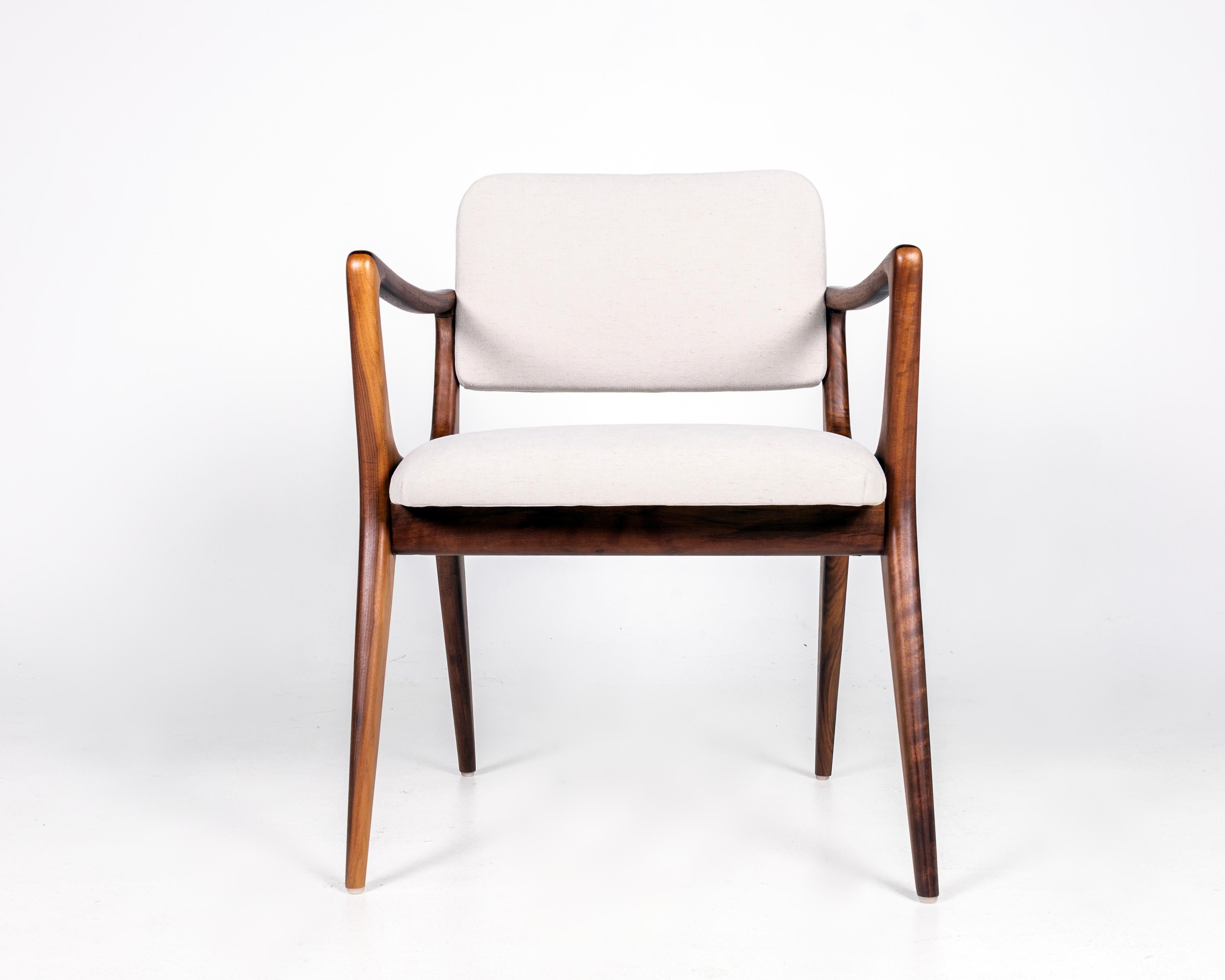 4 fauteuils de salle à manger sculpturaux dans le style de Gio Ponti Noyer en vente 1