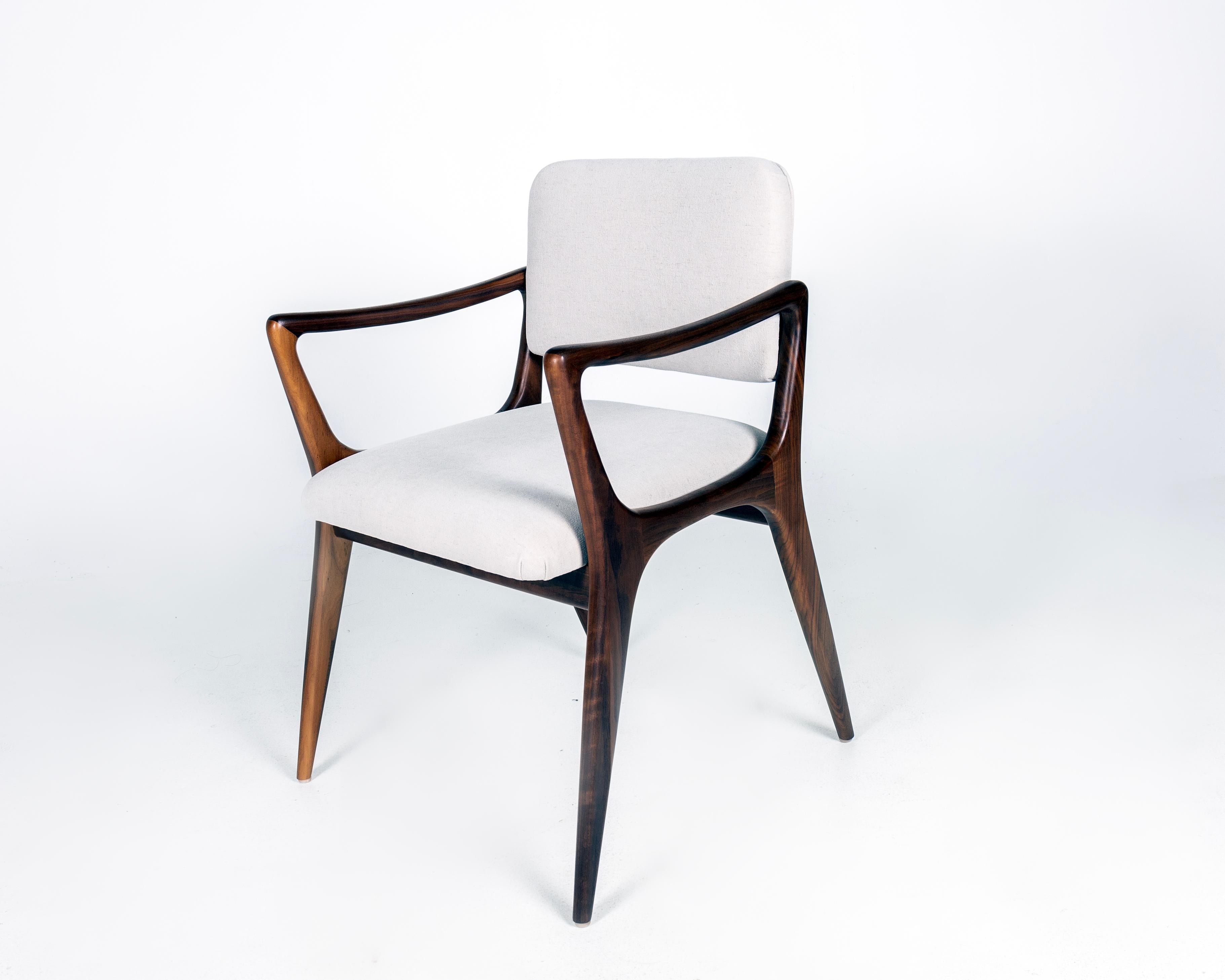 4 fauteuils de salle à manger sculpturaux dans le style de Gio Ponti Noyer en vente 2