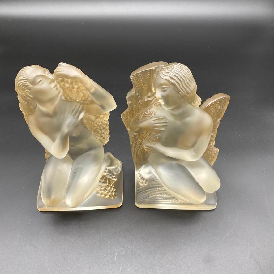 Molded 4 Seasons Glass Statuettes by R.Lalique For Sale
