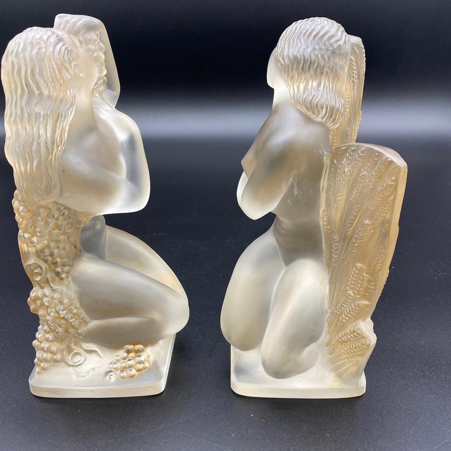 Mid-20th Century 4 Seasons Glass Statuettes by R.Lalique For Sale