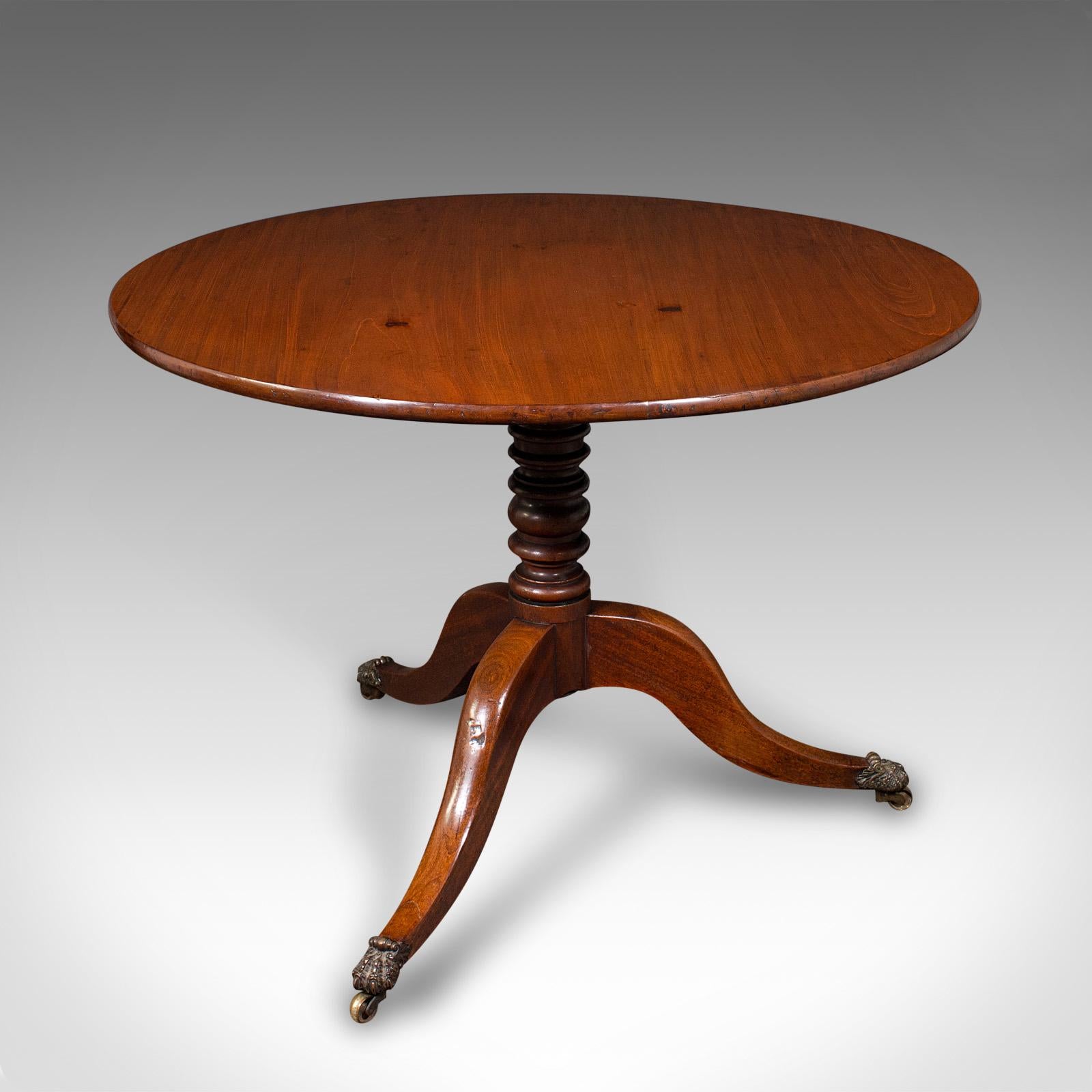 Acajou Table de service ancienne à 4 places, anglaise, plateau basculant, appoint, petit déjeuner, Regency en vente