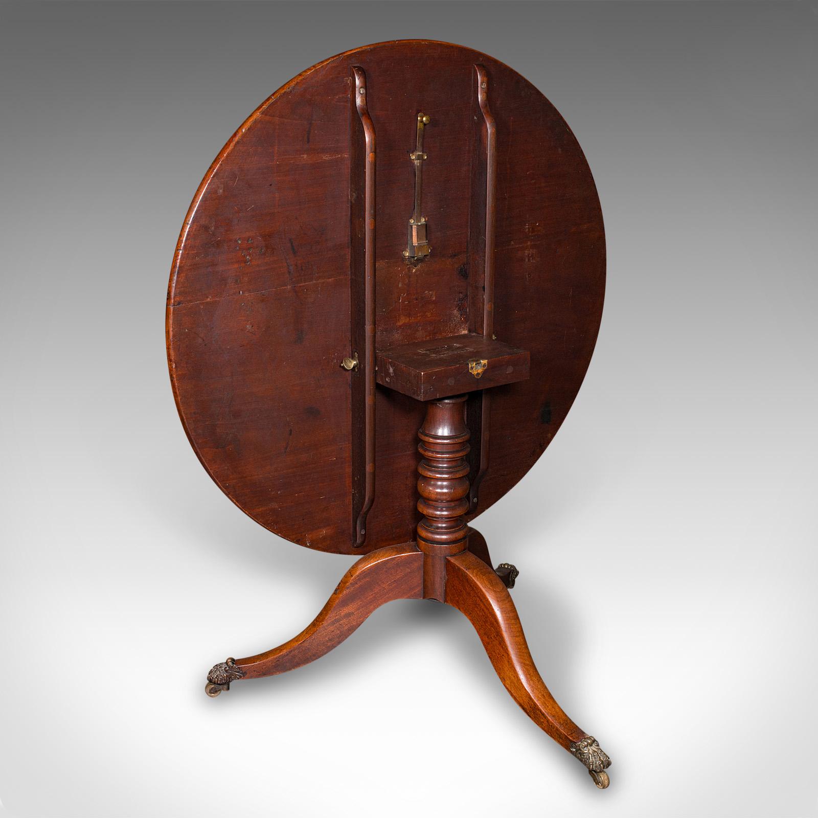 Table de service ancienne à 4 places, anglaise, plateau basculant, appoint, petit déjeuner, Regency en vente 2
