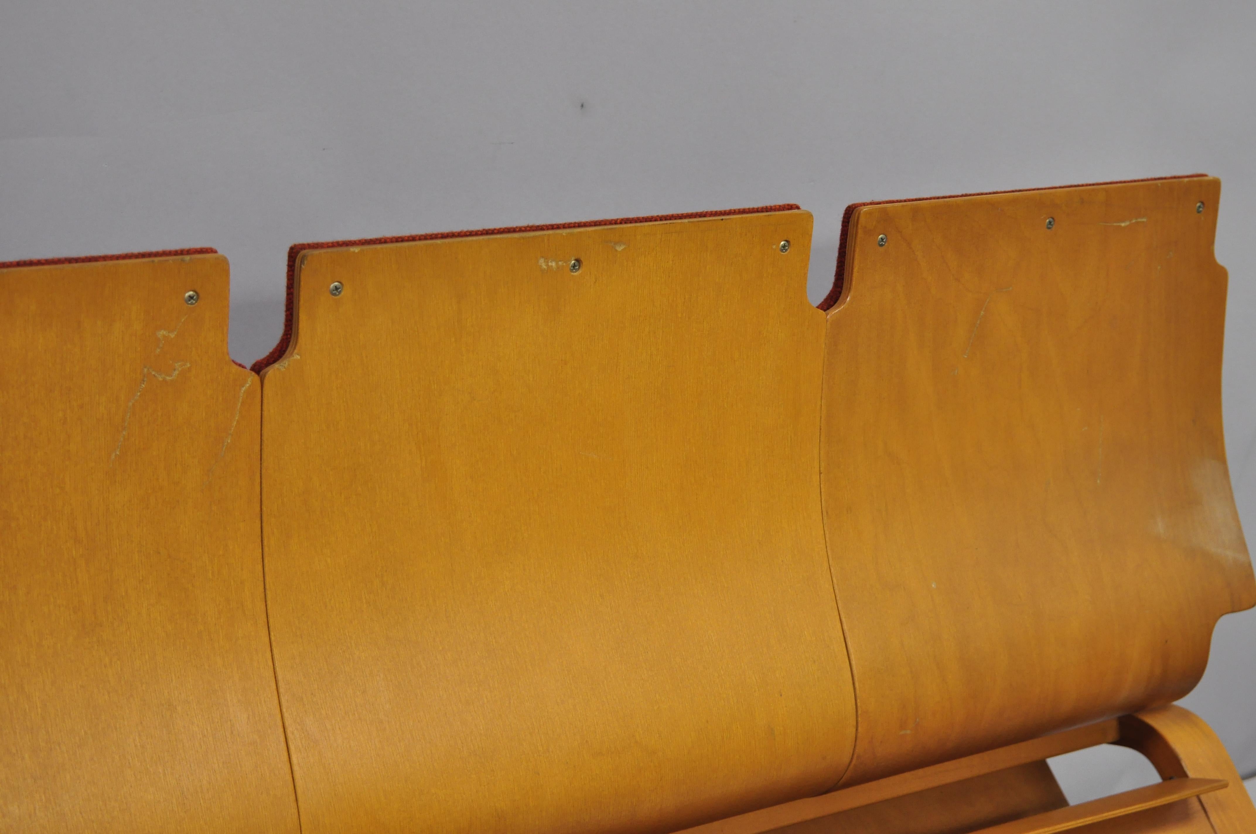 Fabric 4-Seat Bentwood Mid-Century Modern Bench Banquette by Sauder Designare