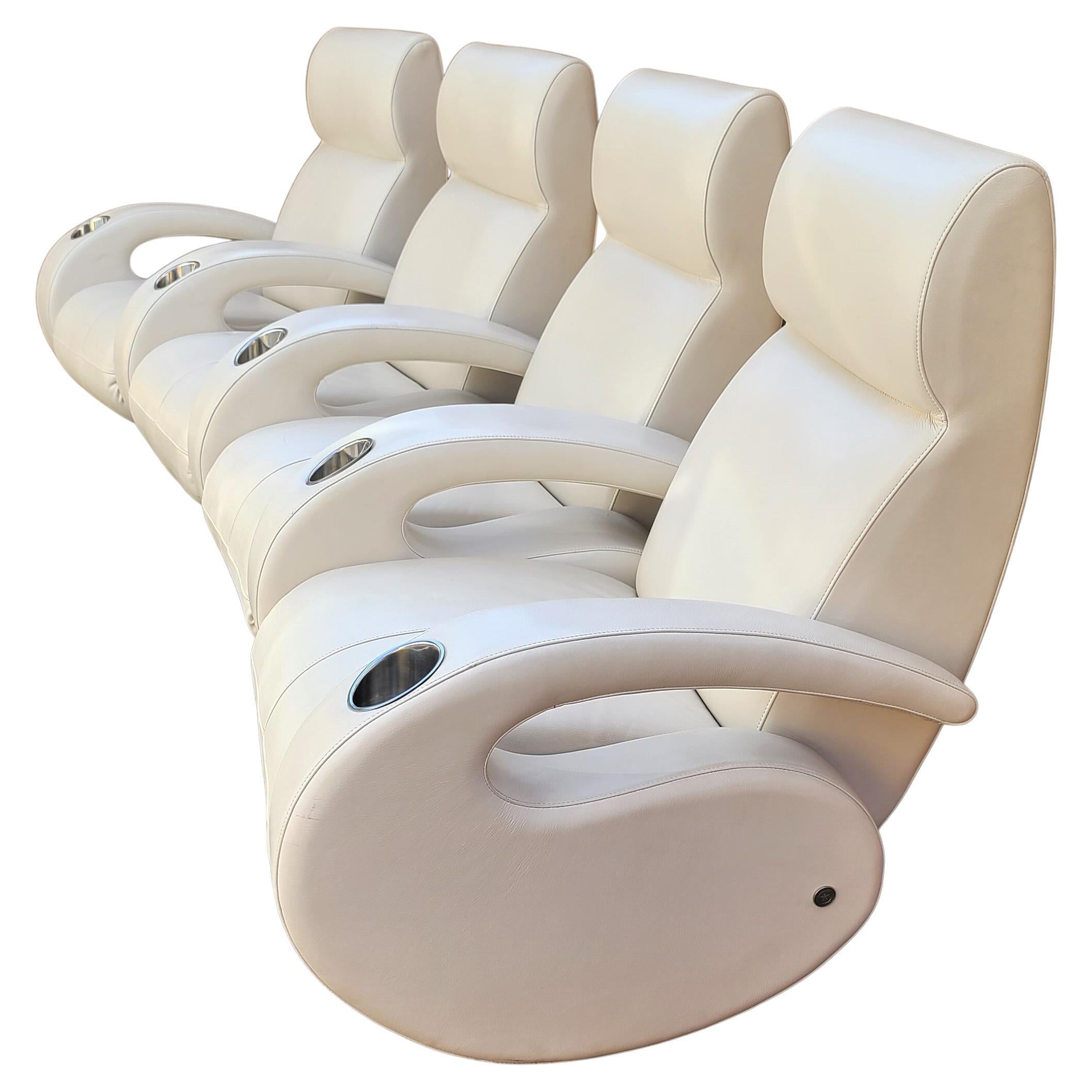 4 Seat Home Theater Media Room Recliner Seating in White by American