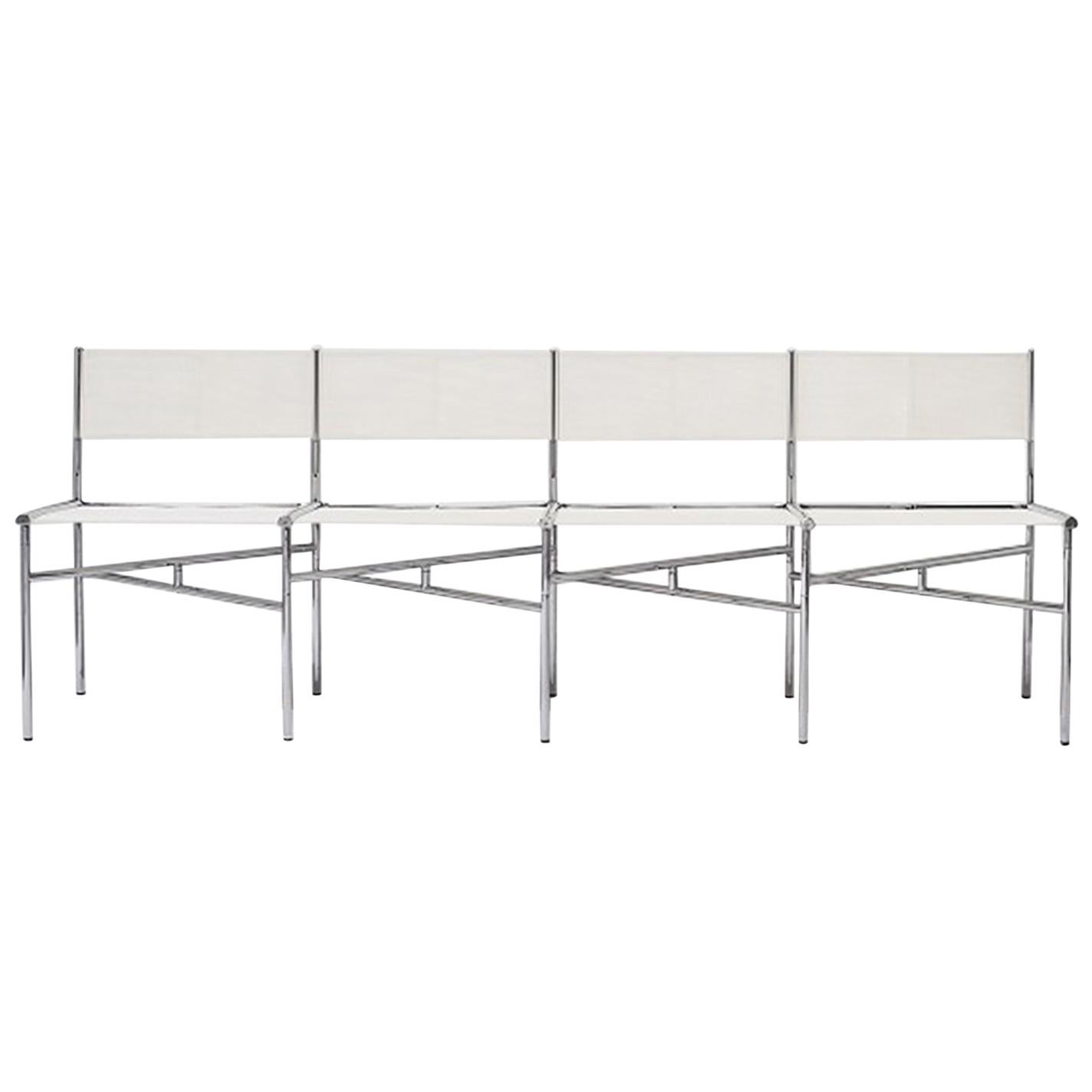 4-Seat Meeting Bench in White Metal by Laurence Humier For Sale