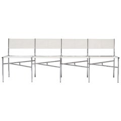 4-Seat Meeting Bench in White Metal by Laurence Humier