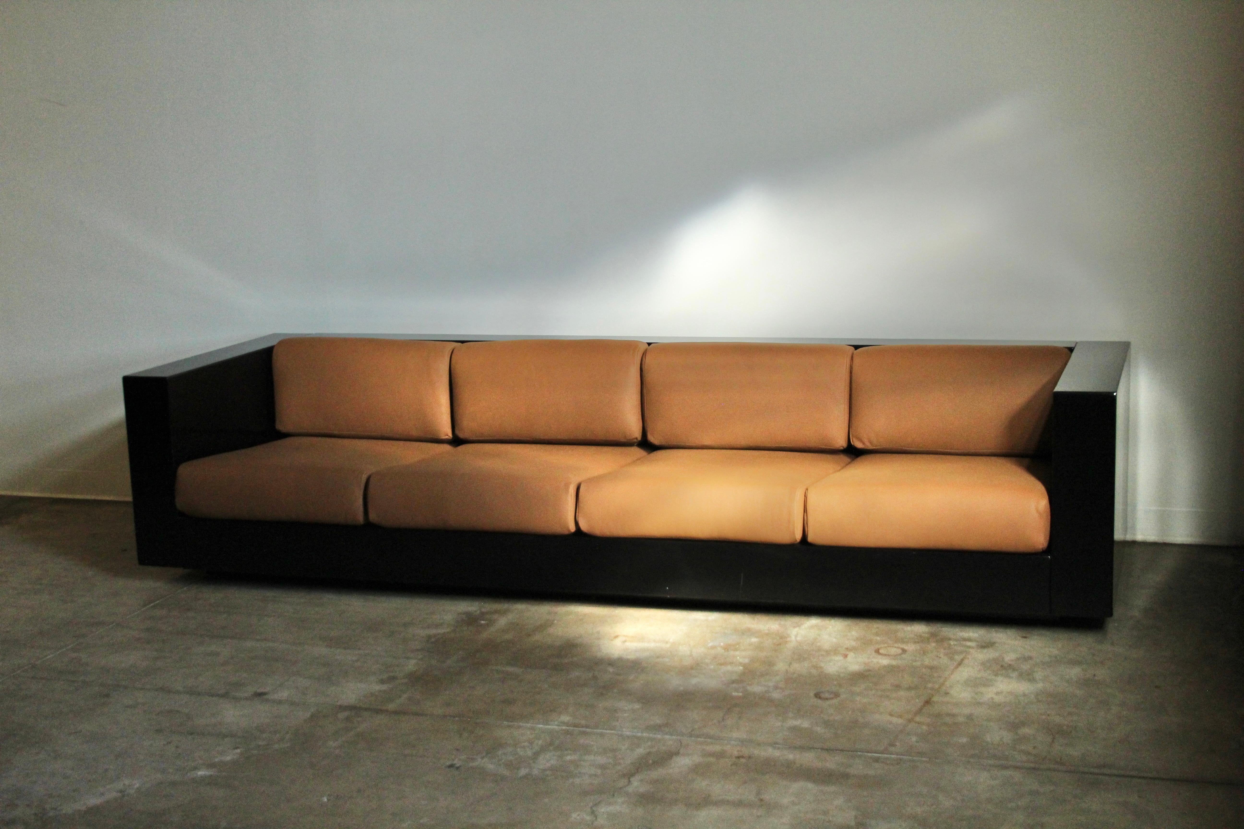 Leather 4-Seat 'Saratoga' Sofa by Massimo & Lella Vignelli for Poltronova, 1960s