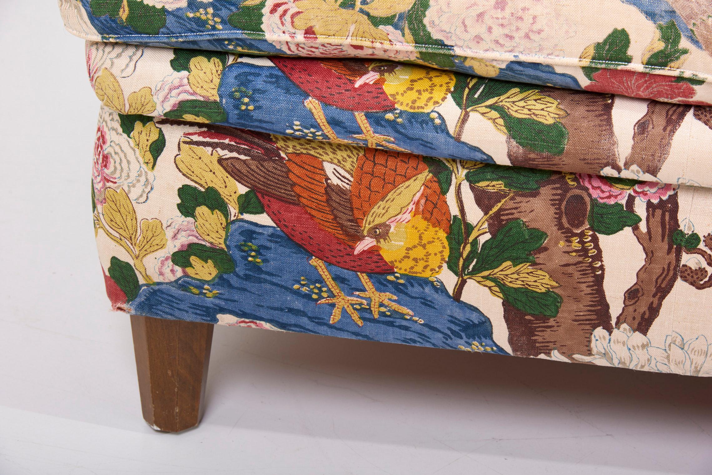 Mid-Century Modern 4-Seat Sofa with Floral Fabric by Josef Frank for Svenskt Tenn, 1950s