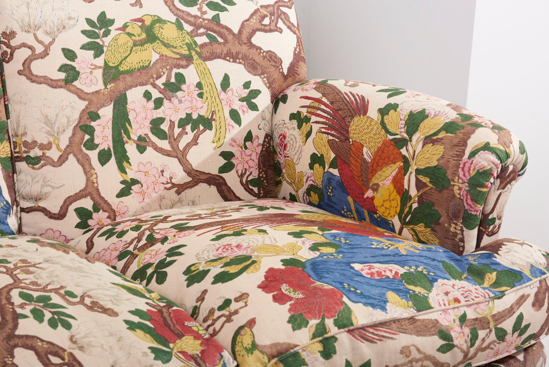 Swedish 4-Seat Sofa with Floral Fabric by Josef Frank for Svenskt Tenn, 1950s
