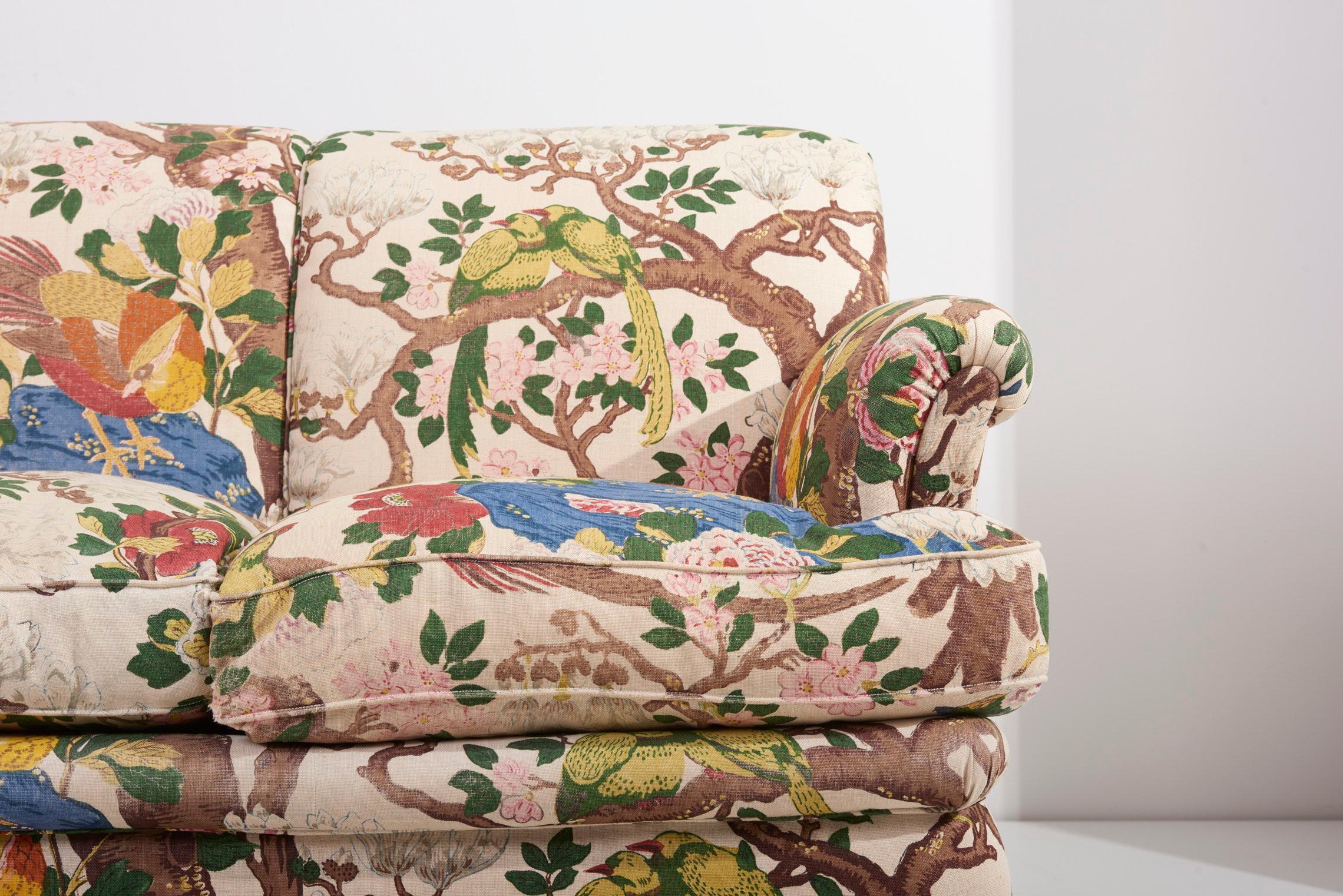 4-Seat Sofa with Floral Fabric by Josef Frank for Svenskt Tenn, 1950s In Good Condition In Berlin, DE