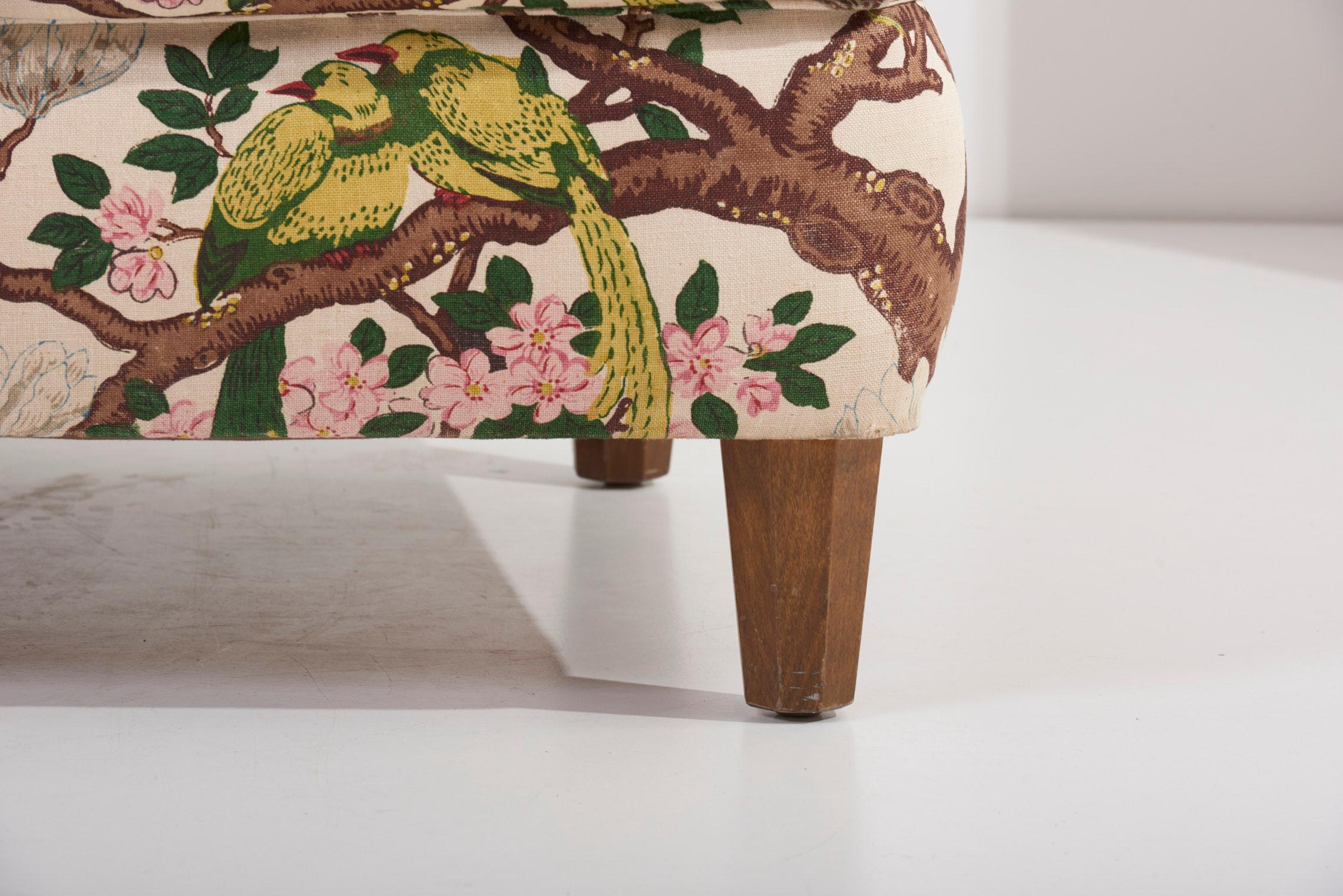 20th Century 4-Seat Sofa with Floral Fabric by Josef Frank for Svenskt Tenn, 1950s